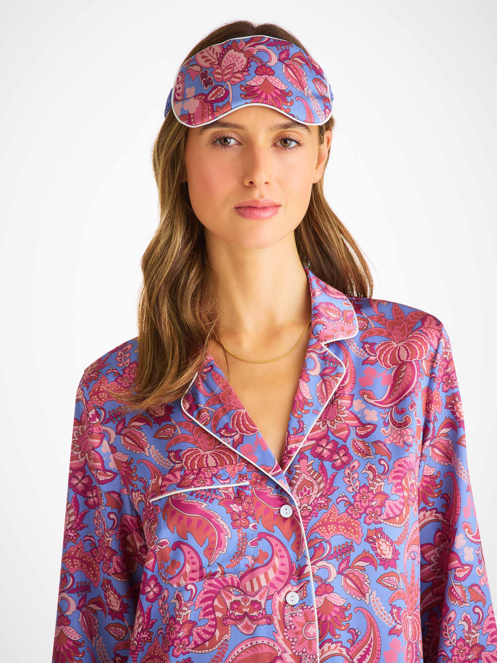 Eye Mask Silk Satin Amethyst Jungle Paisley Pattern
