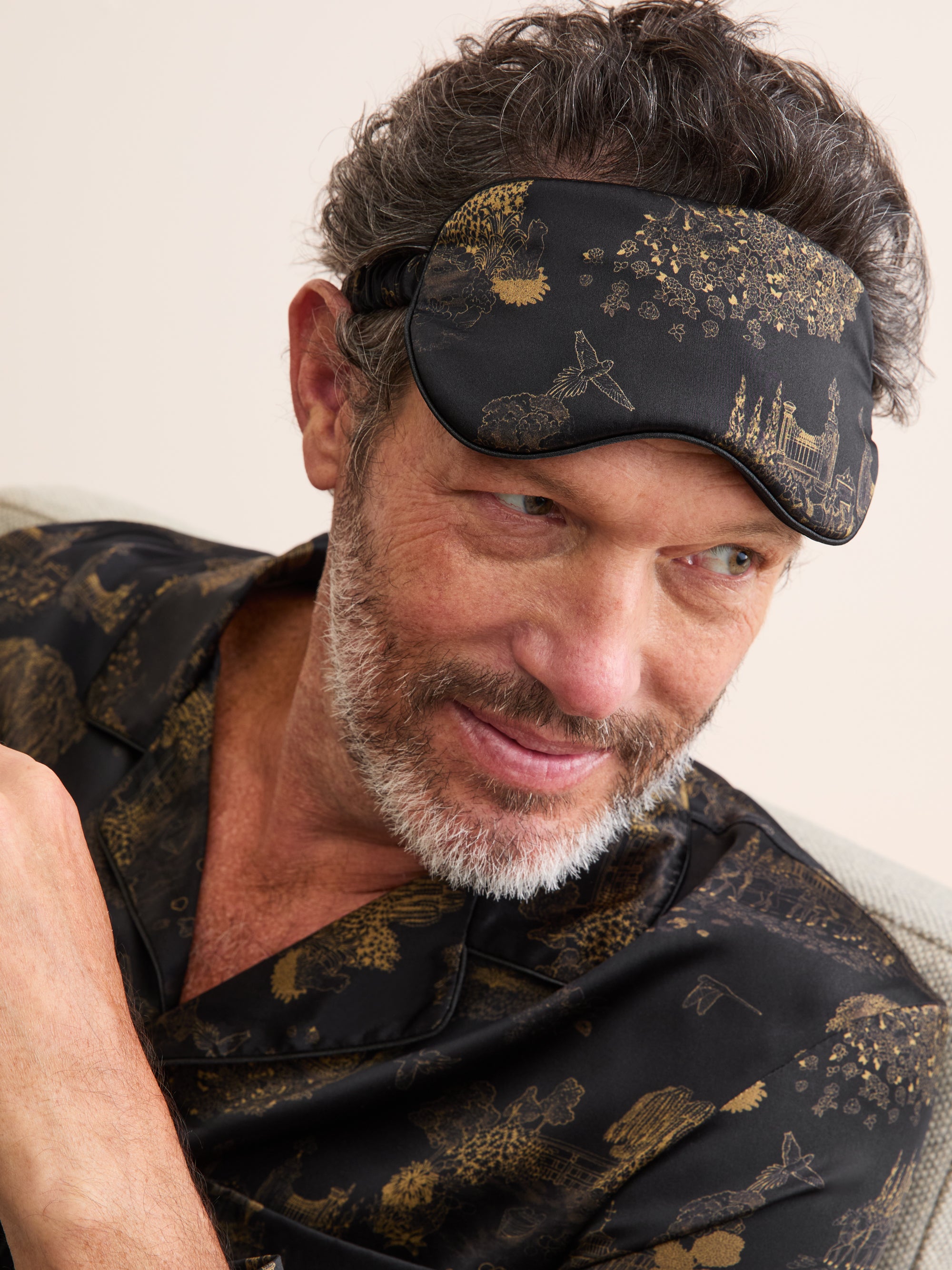 Silk Eye Mask London Toile Black