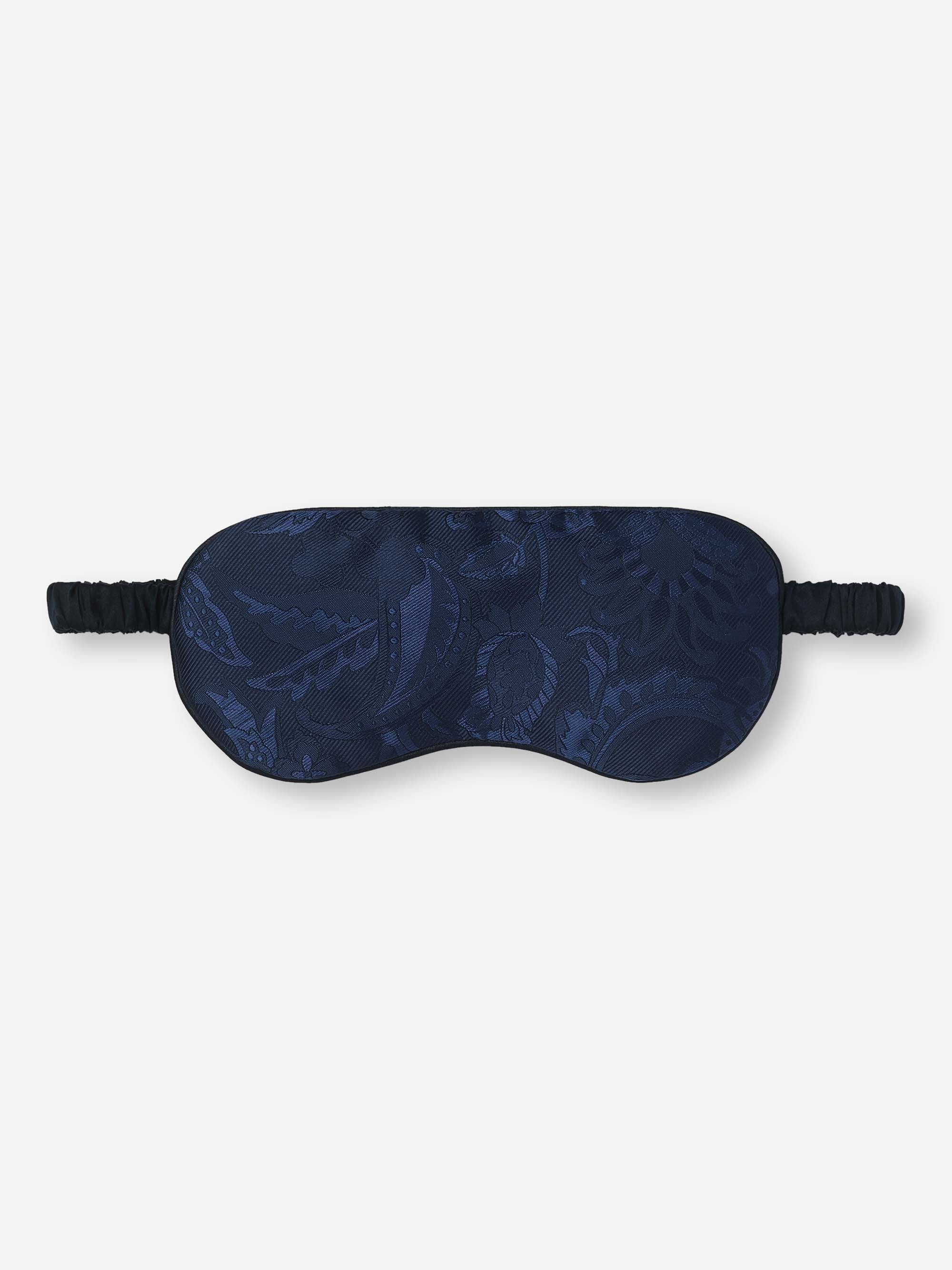 Eye Mask Silk Jacquard Navy Jungle Paisley Pattern
