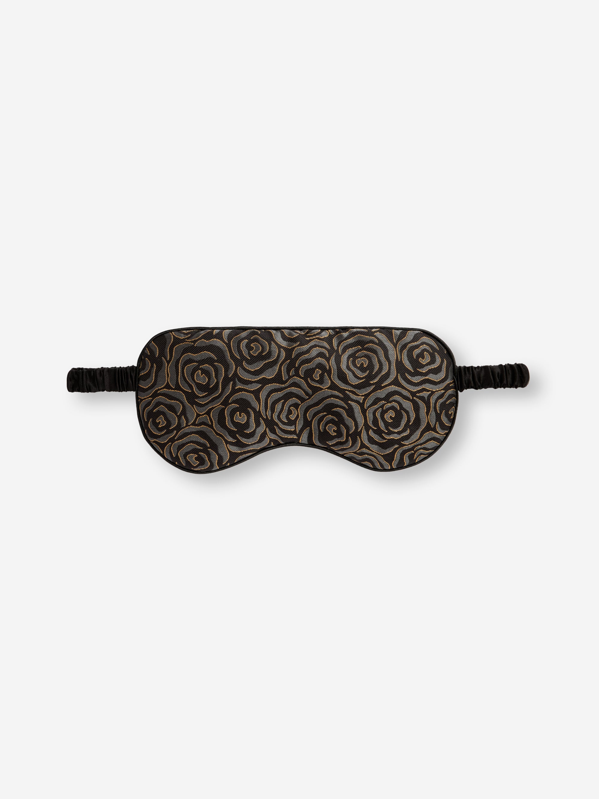 Silk Eye Mask Jacquard Black Rose