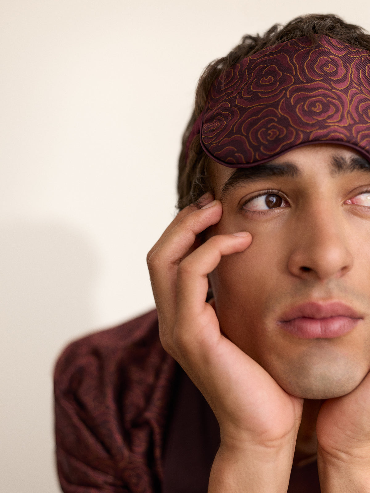 Verona Silk Jacquard Sleep Mask Red Rose