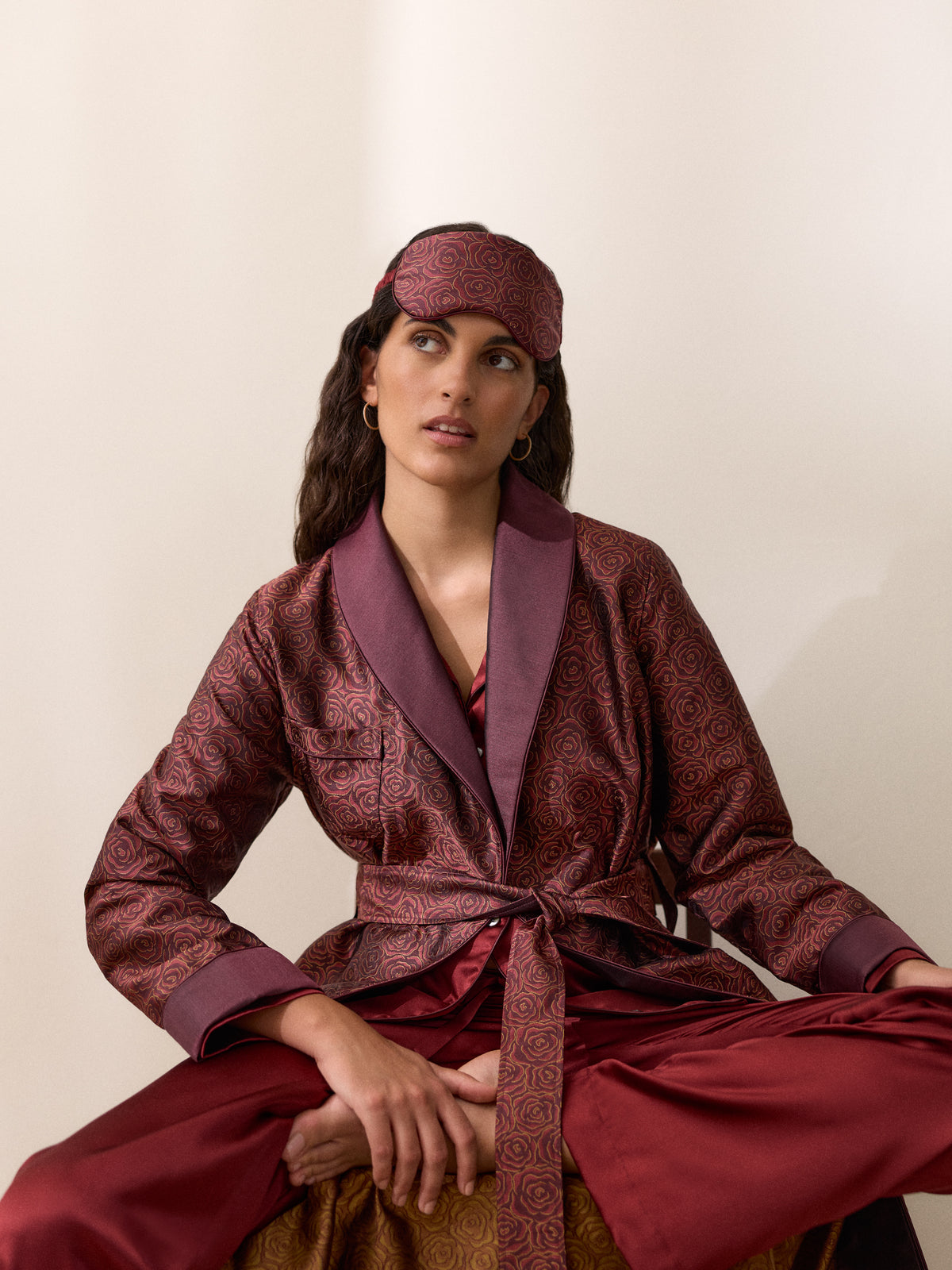 Verona Silk Jacquard Sleep Mask Red Rose
