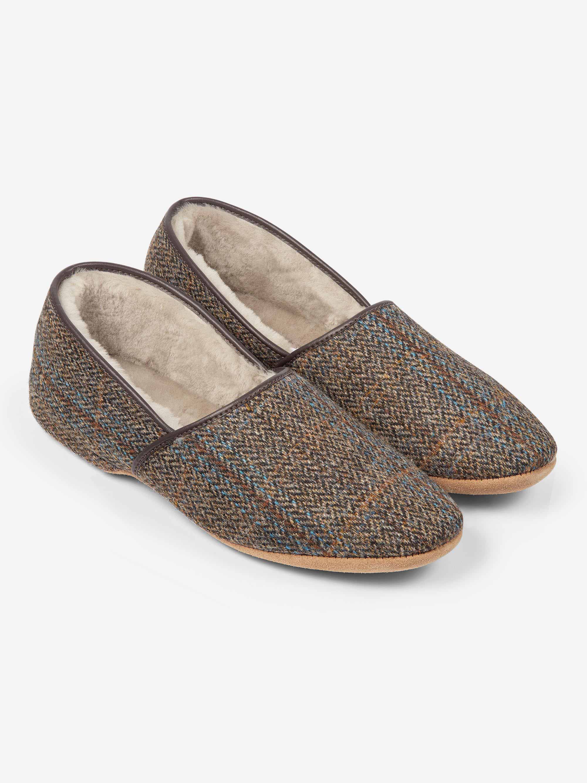 Men's Slippers Crawford 2 Harris Tweed Sheepskin Beige