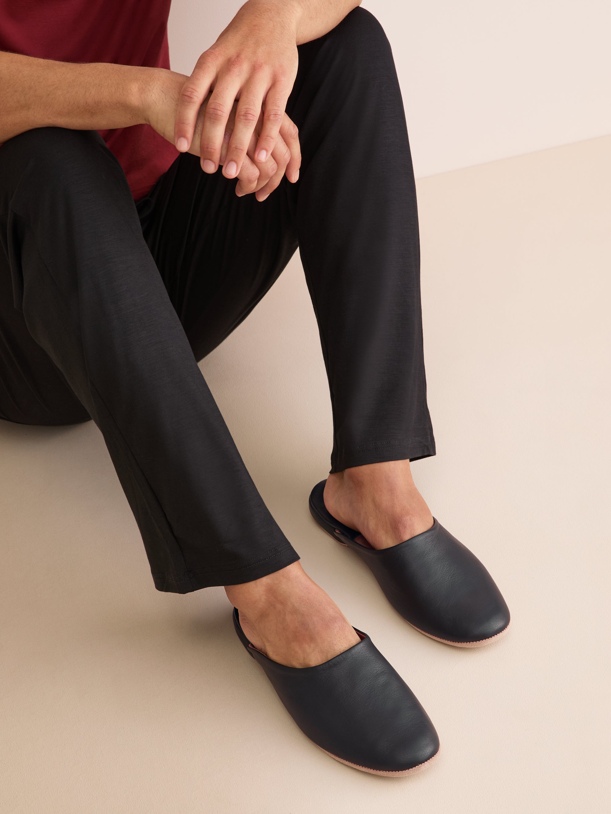 Men's Mule Slippers Morgan Calfskin Leather Black