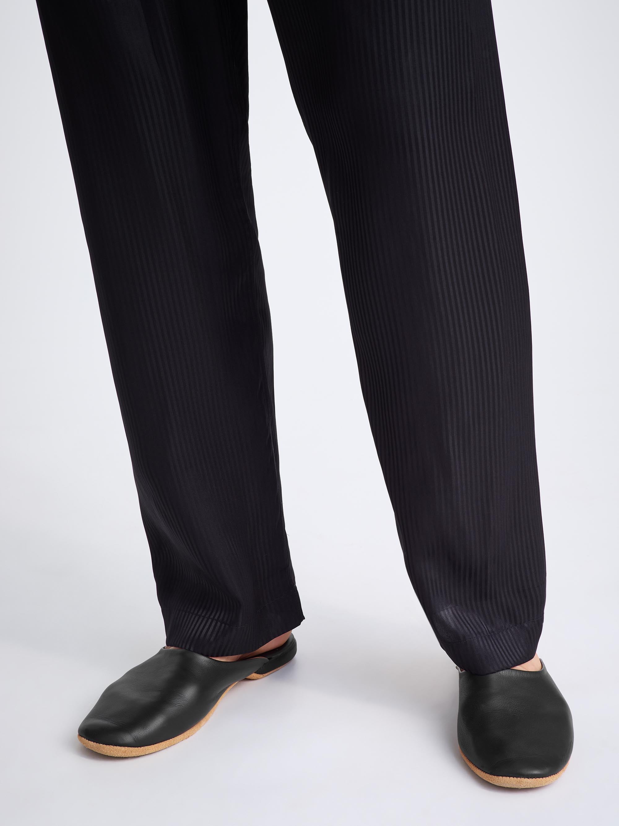 Men's Mule Slippers Morgan Calfskin Leather Black