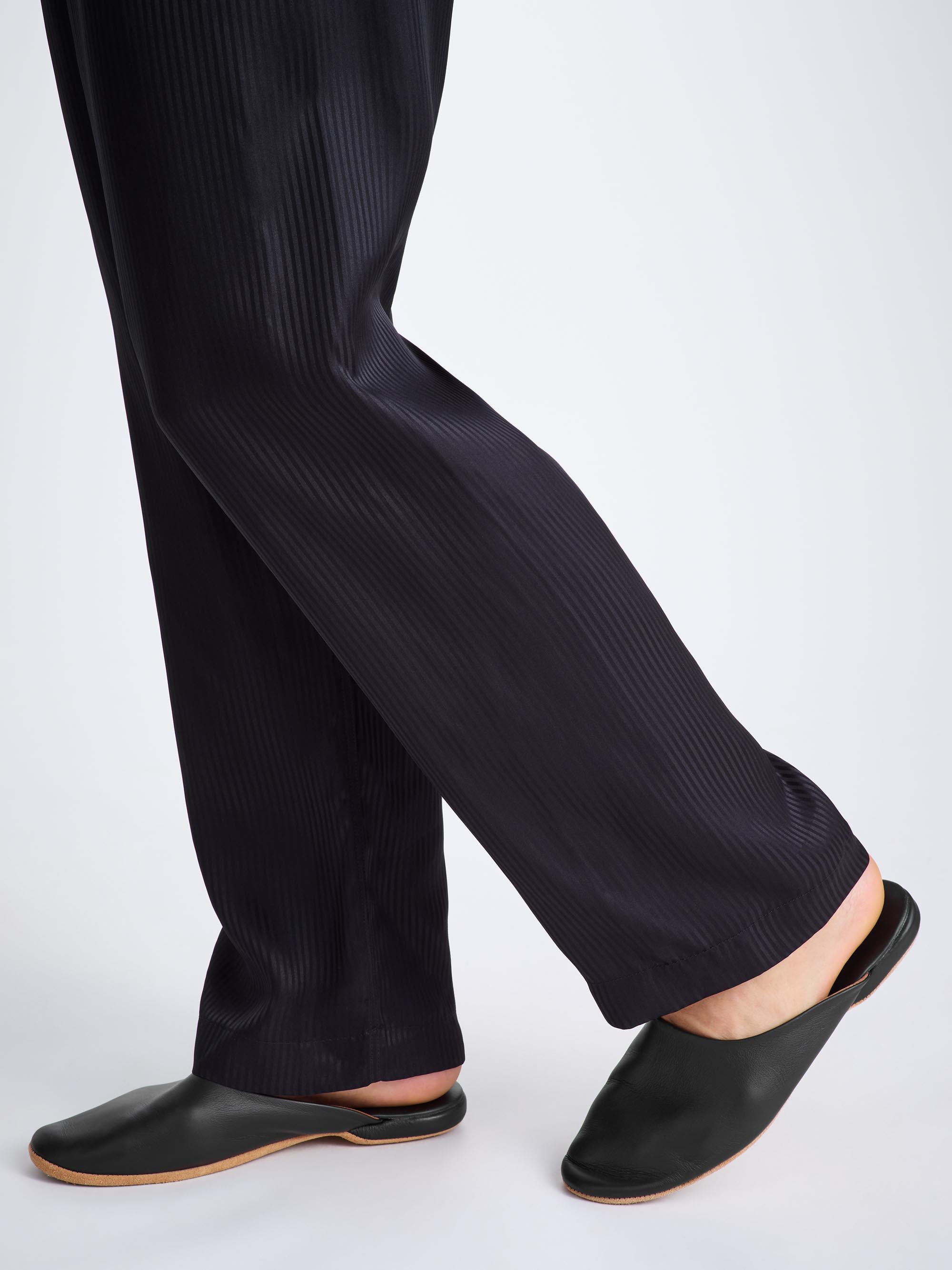 Men's Mule Slippers Morgan Calfskin Leather Black