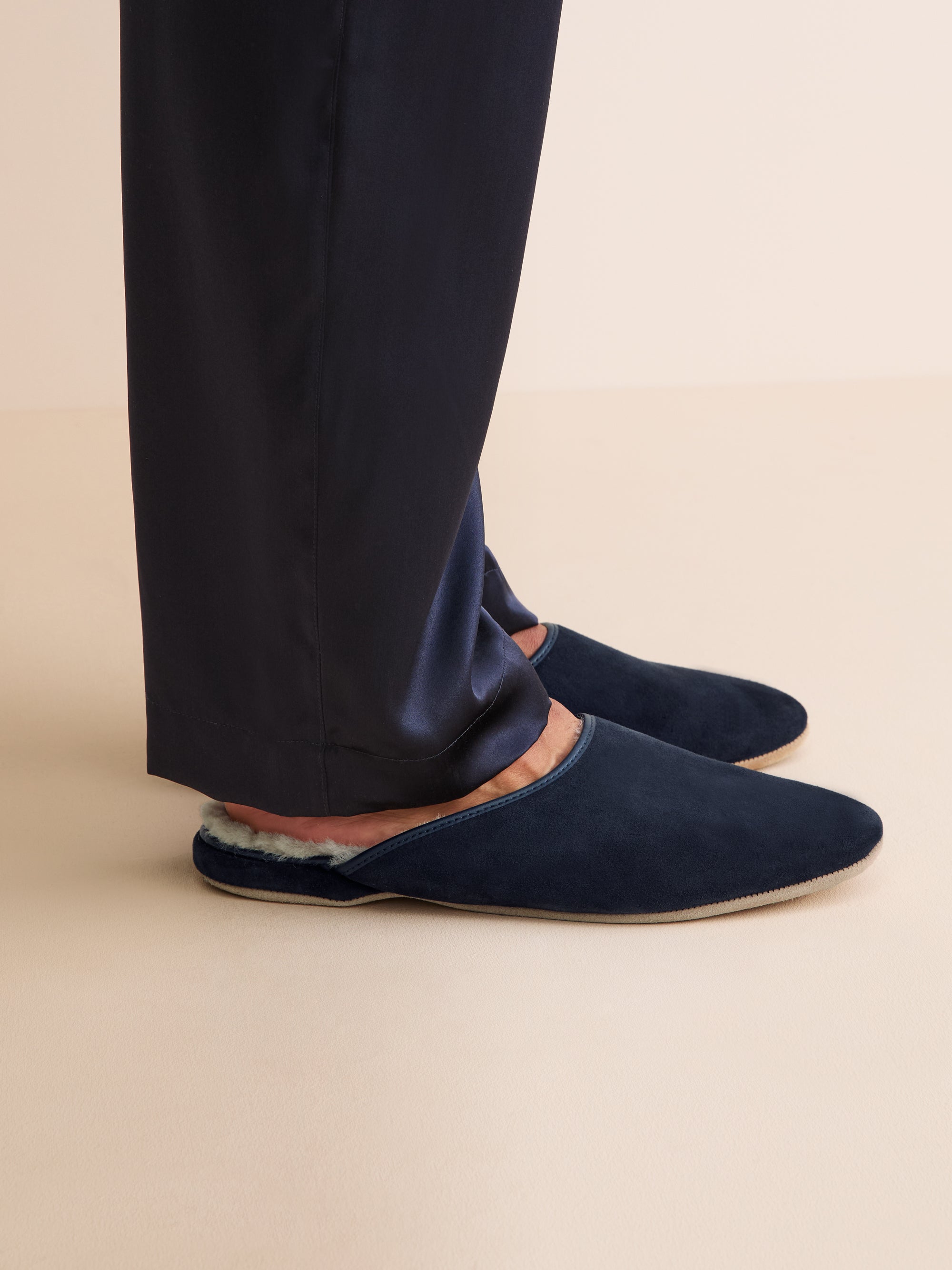 Men's Mule Slippers Douglas Suede Sheepskin Navy