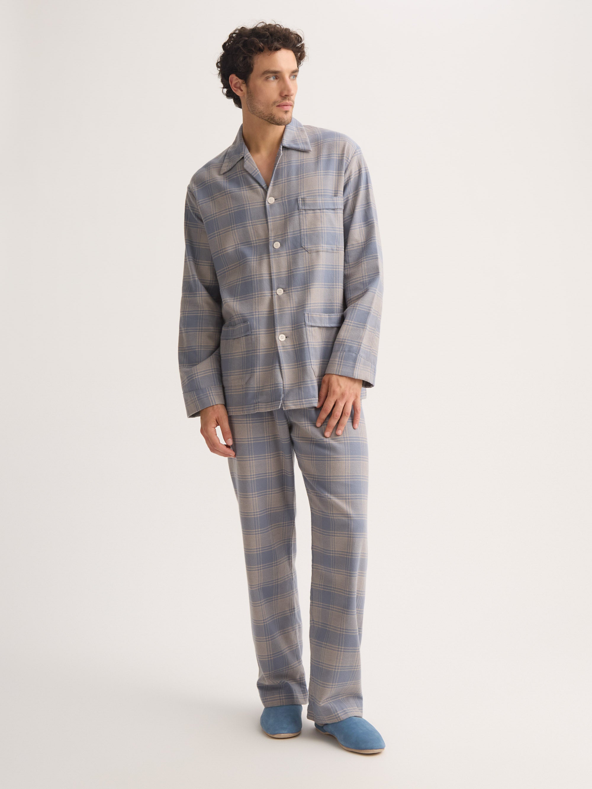 Men's Mule Slippers Douglas Suede Sheepskin Blue