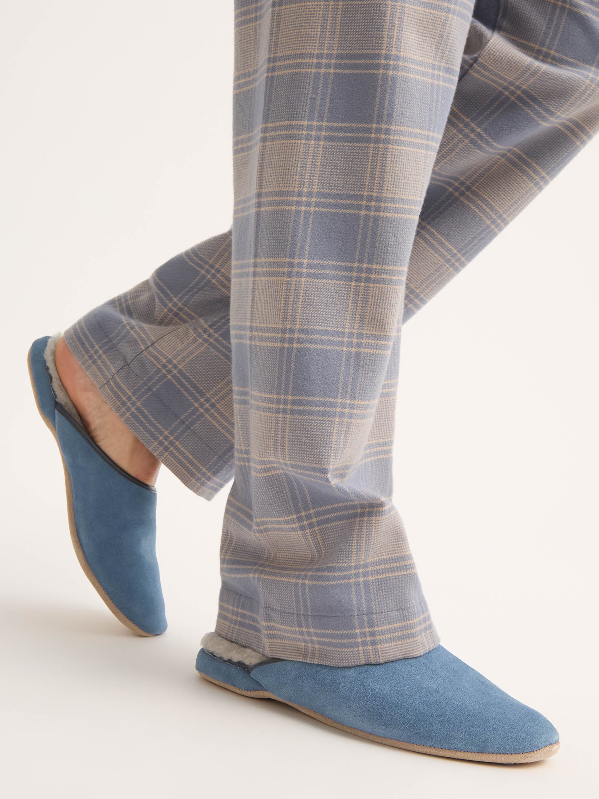 Men's Mule Slippers Douglas Suede Sheepskin Blue