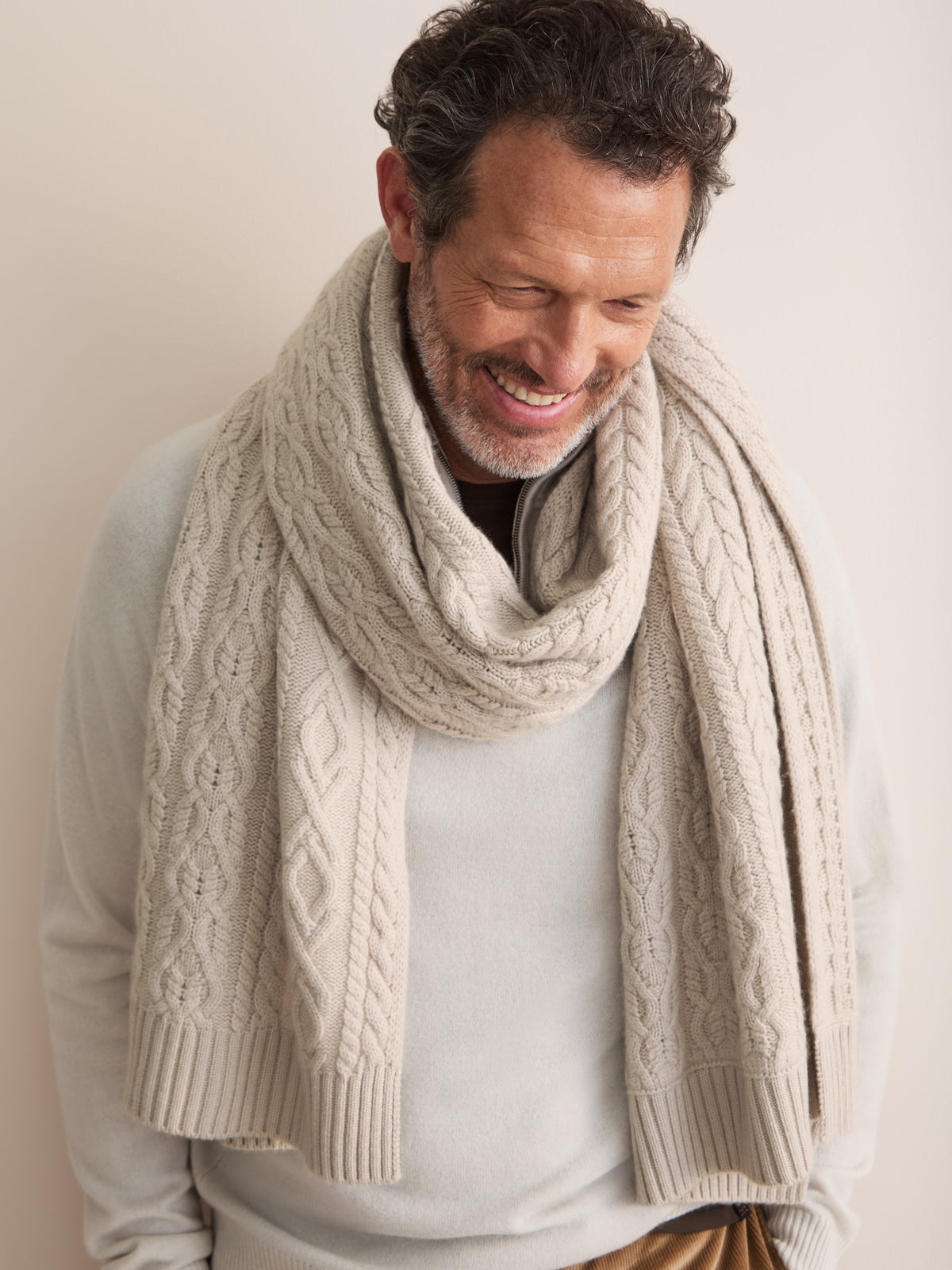 Eleanor Cashmere Cable Scarf Mist Gray