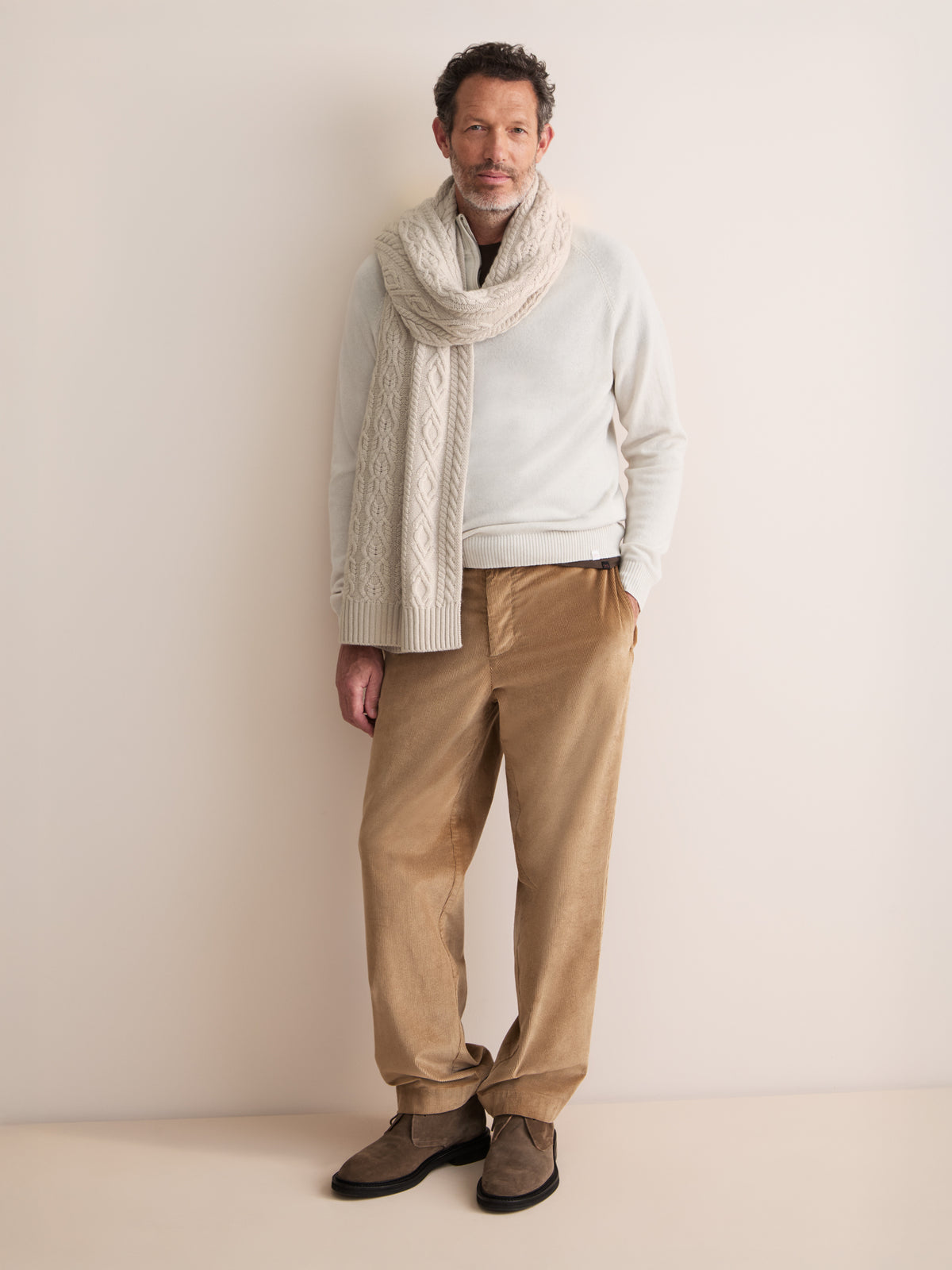 Eleanor Cashmere Cable Scarf Mist Gray