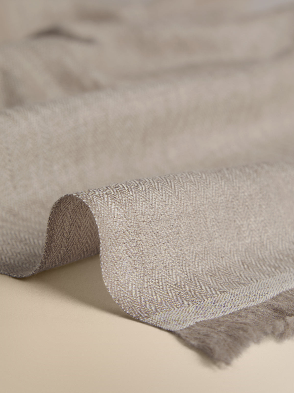 Suri Cashmere Pashmina Scarf Beige Herringbone