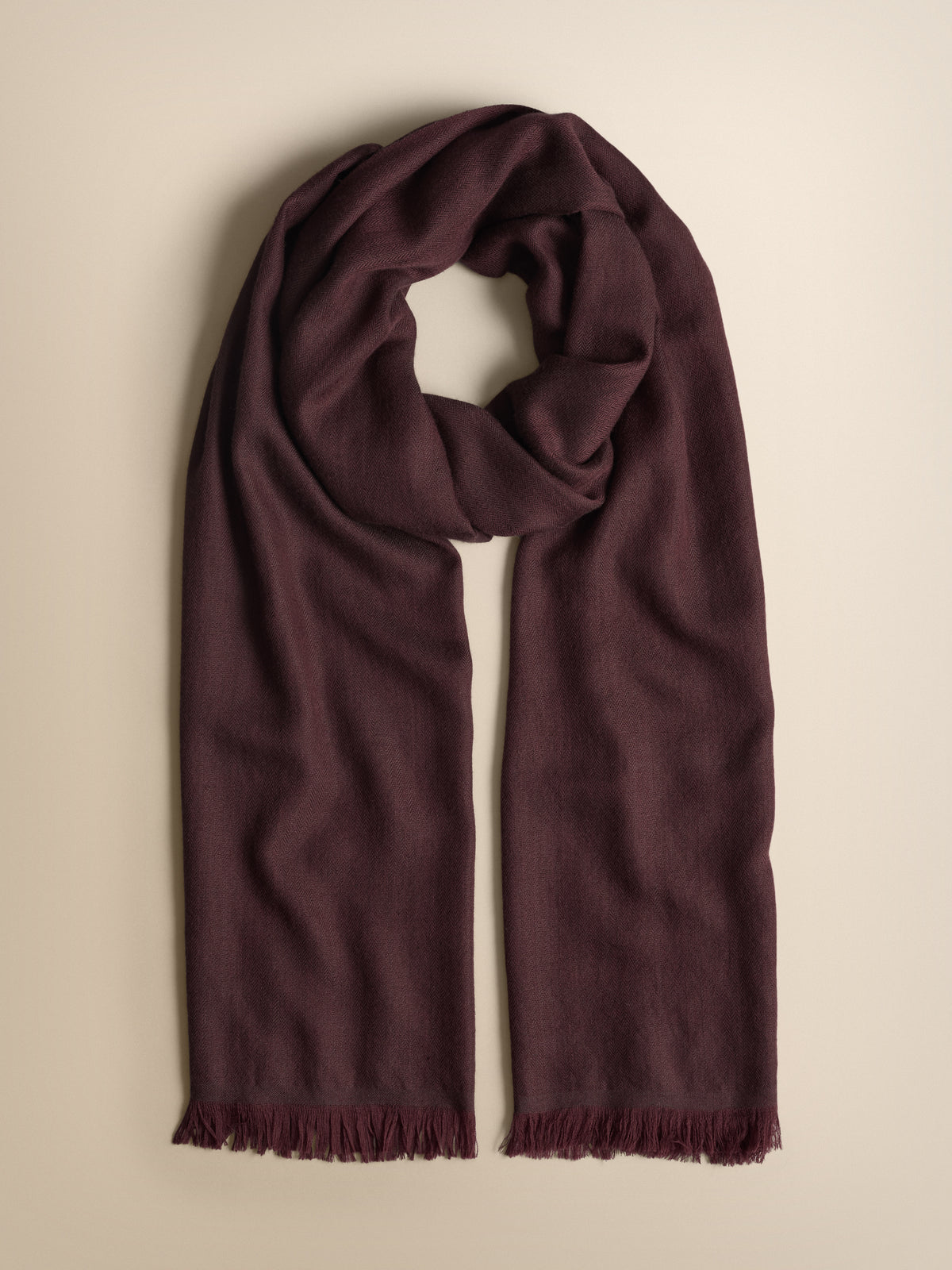 Suri Cashmere Pashmina Scarf Burgundy Herringbone
