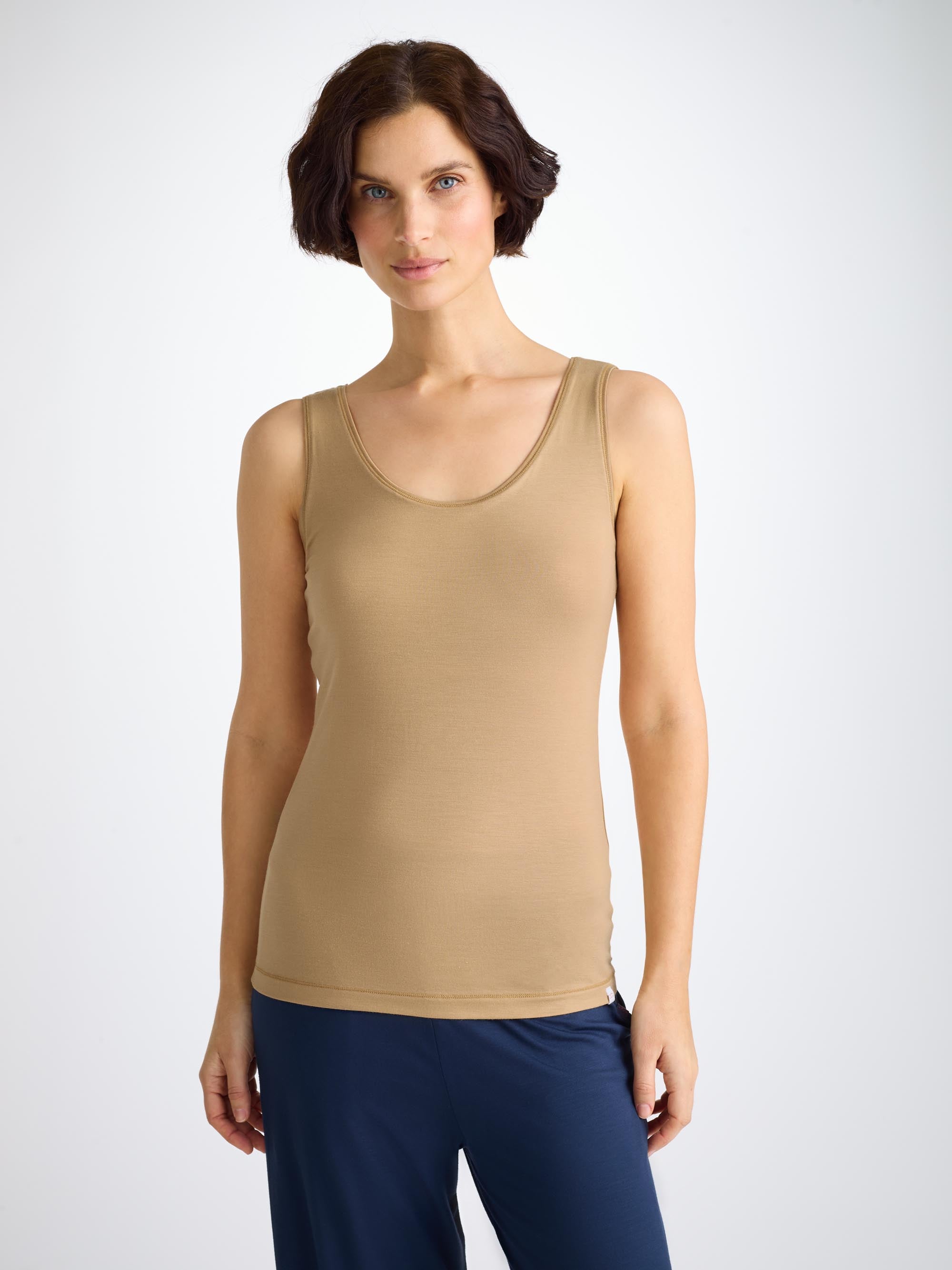 Women's Support Vest Lara Micro Modal Stretch Camel