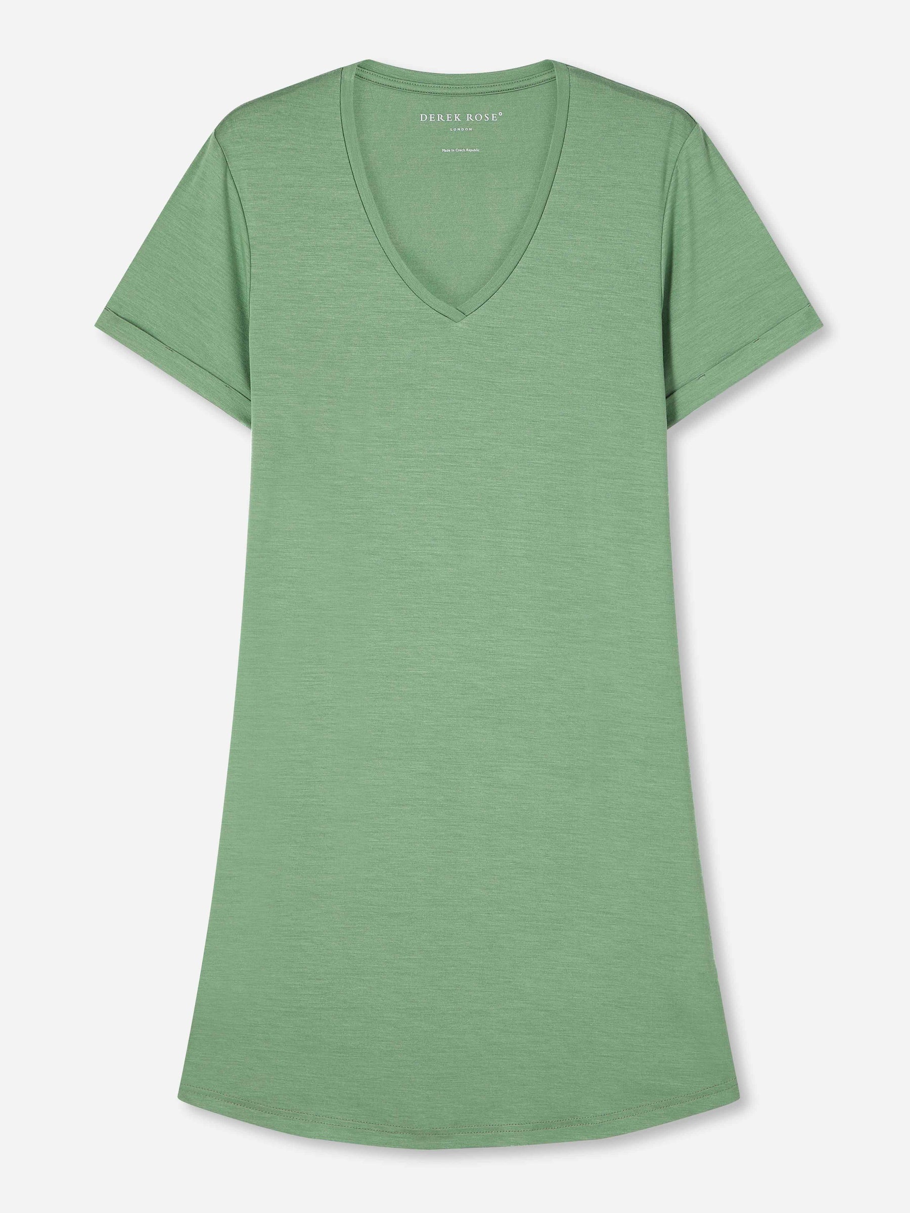 Women's V-Neck Sleep T-Shirt Lara Micro Modal Stretch Sage Green