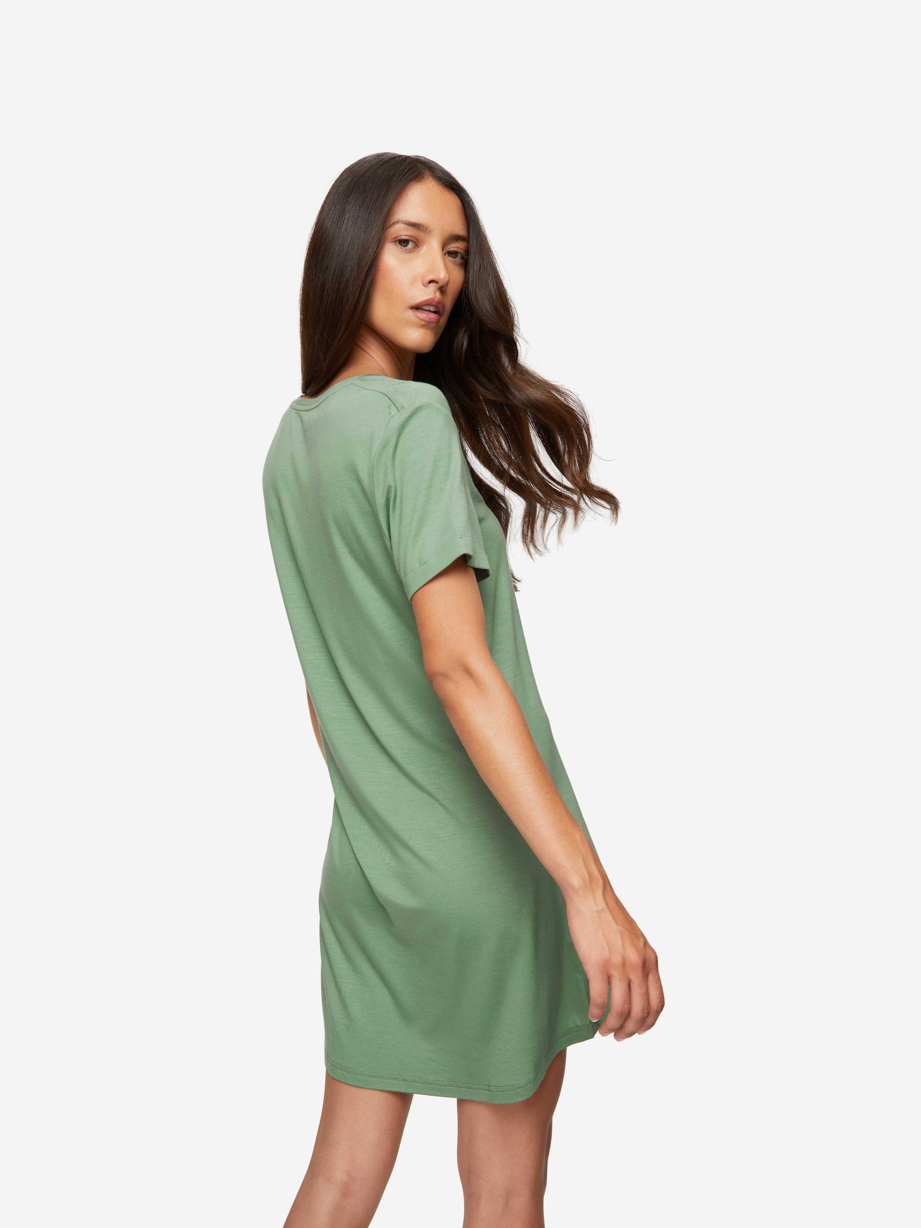 Women's V-Neck Sleep T-Shirt Lara Micro Modal Stretch Sage Green