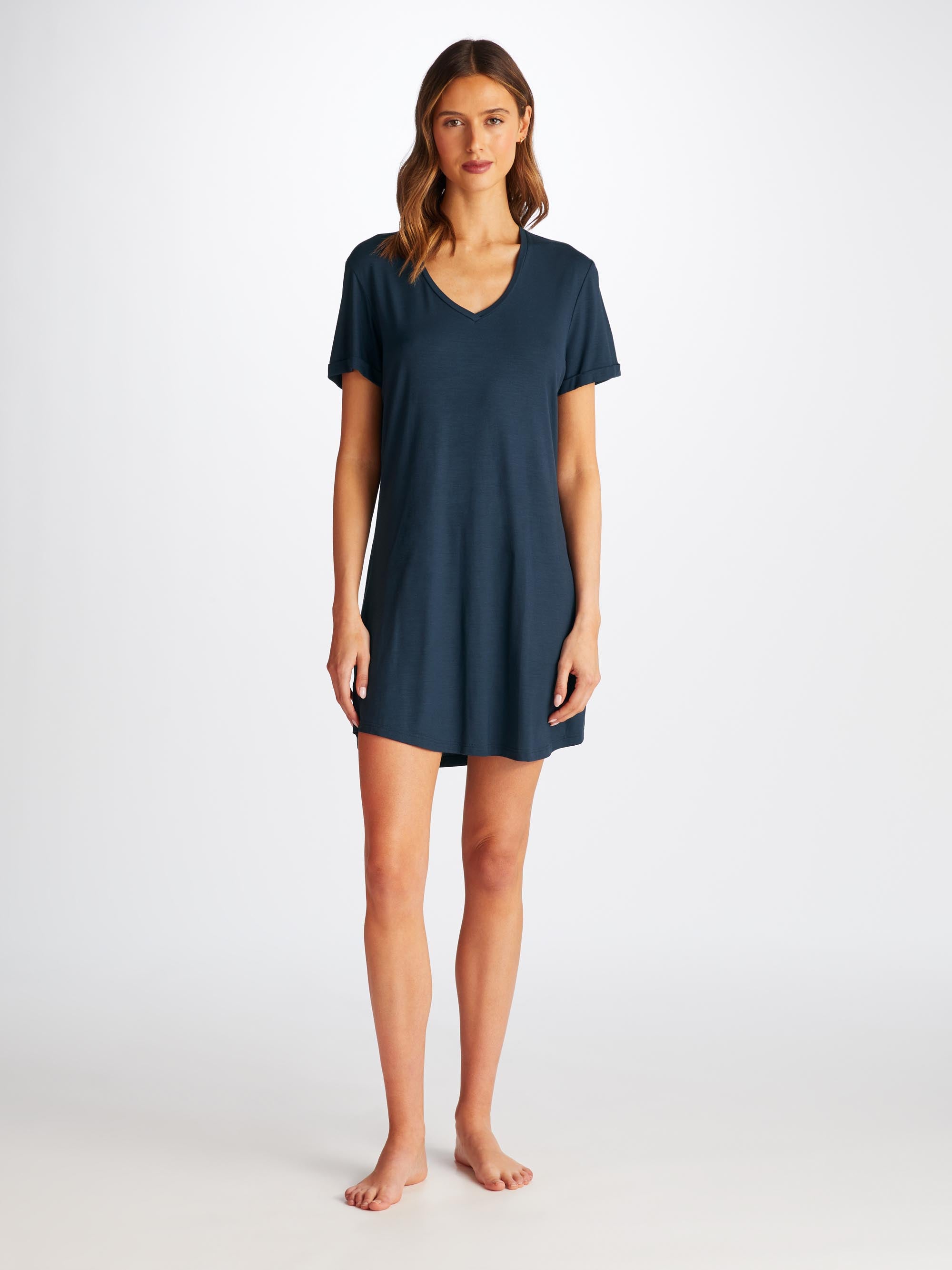 Women's V-Neck Sleep T-Shirt Lara Micro Modal Stretch Navy