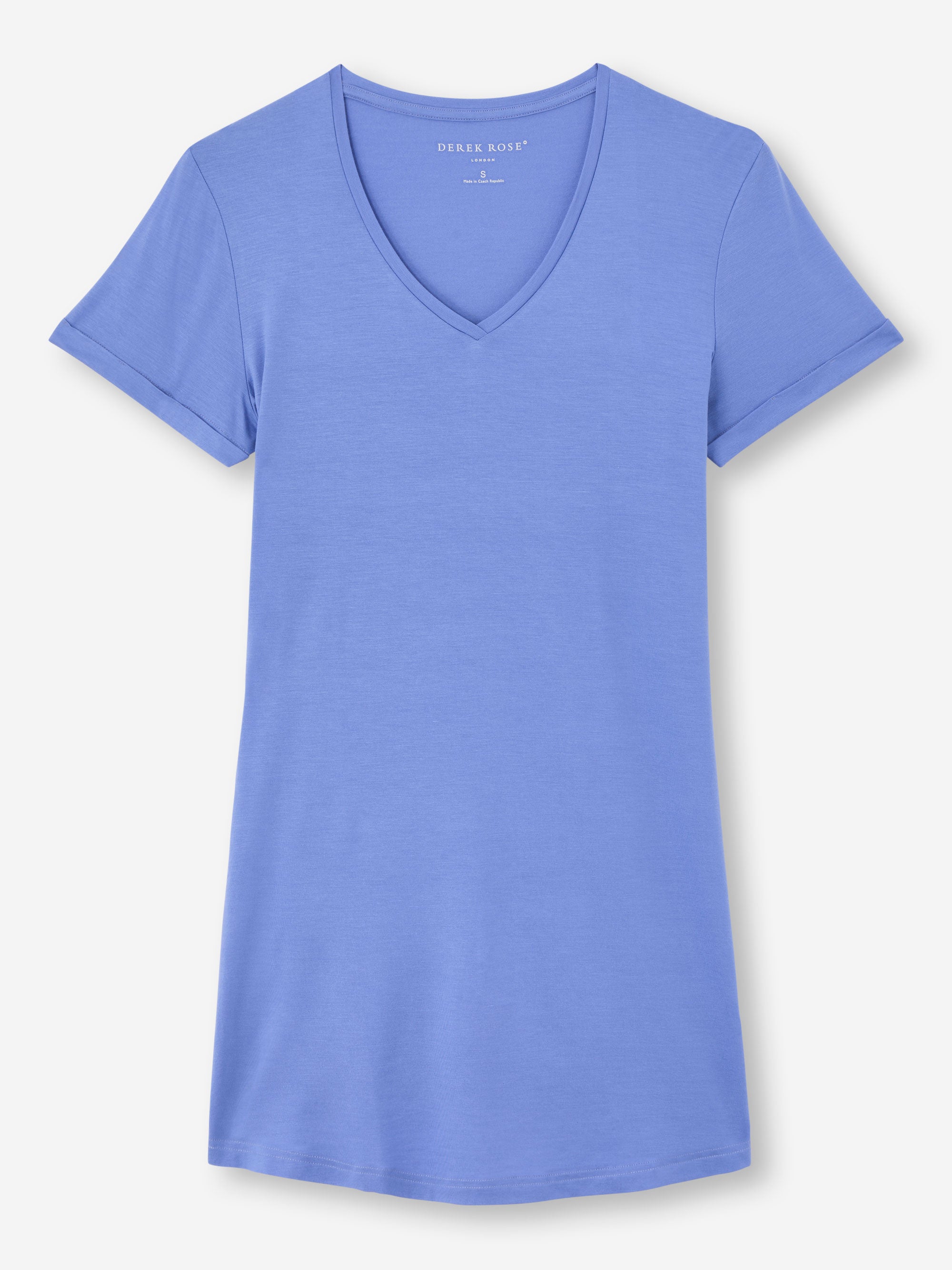 Women's V-Neck Sleep T-Shirt Lara Micro Modal Stretch Cornflower Blue