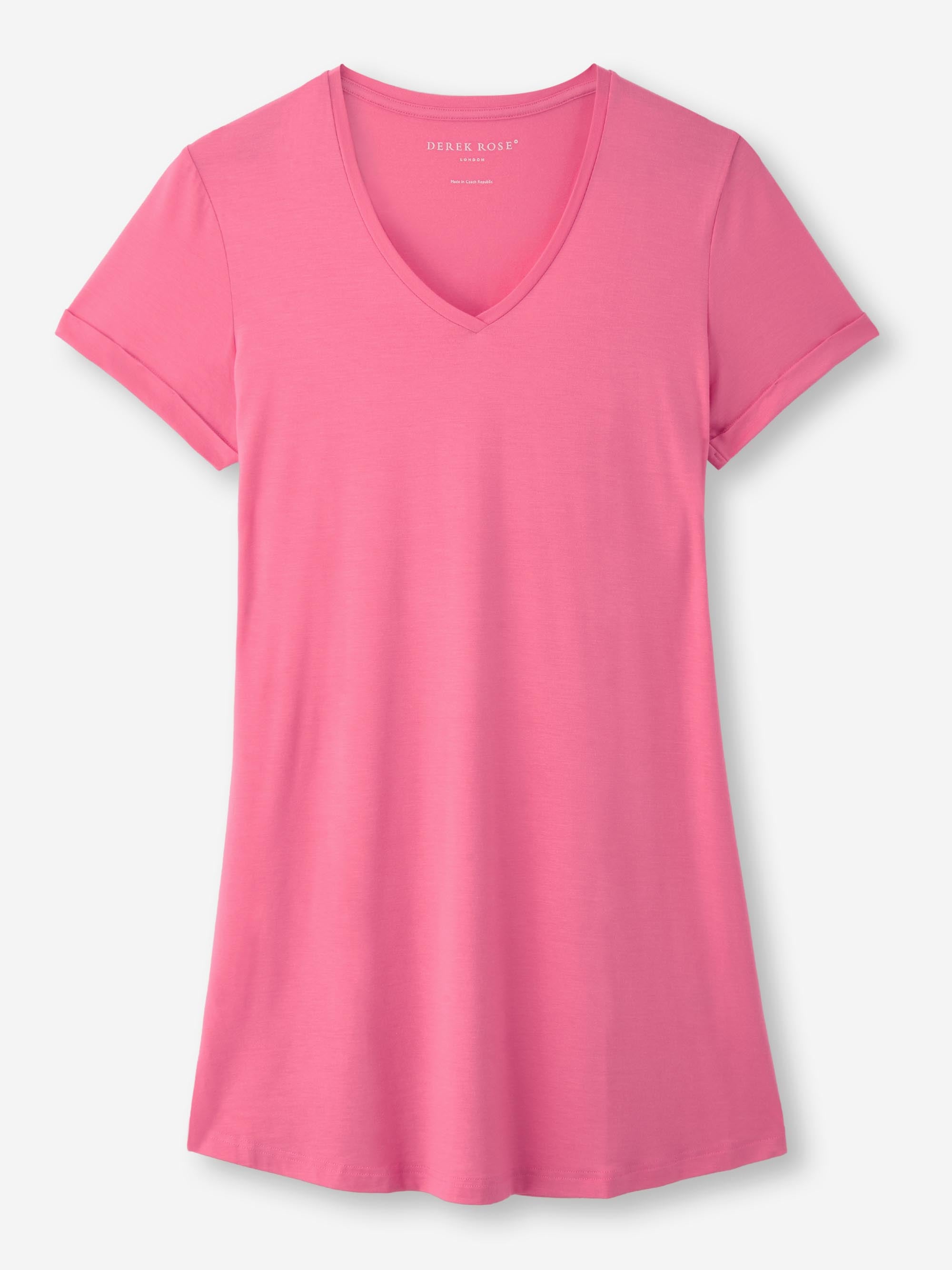 Women's V-Neck Sleep T-Shirt Lara Micro Modal Stretch Flamingo Pink