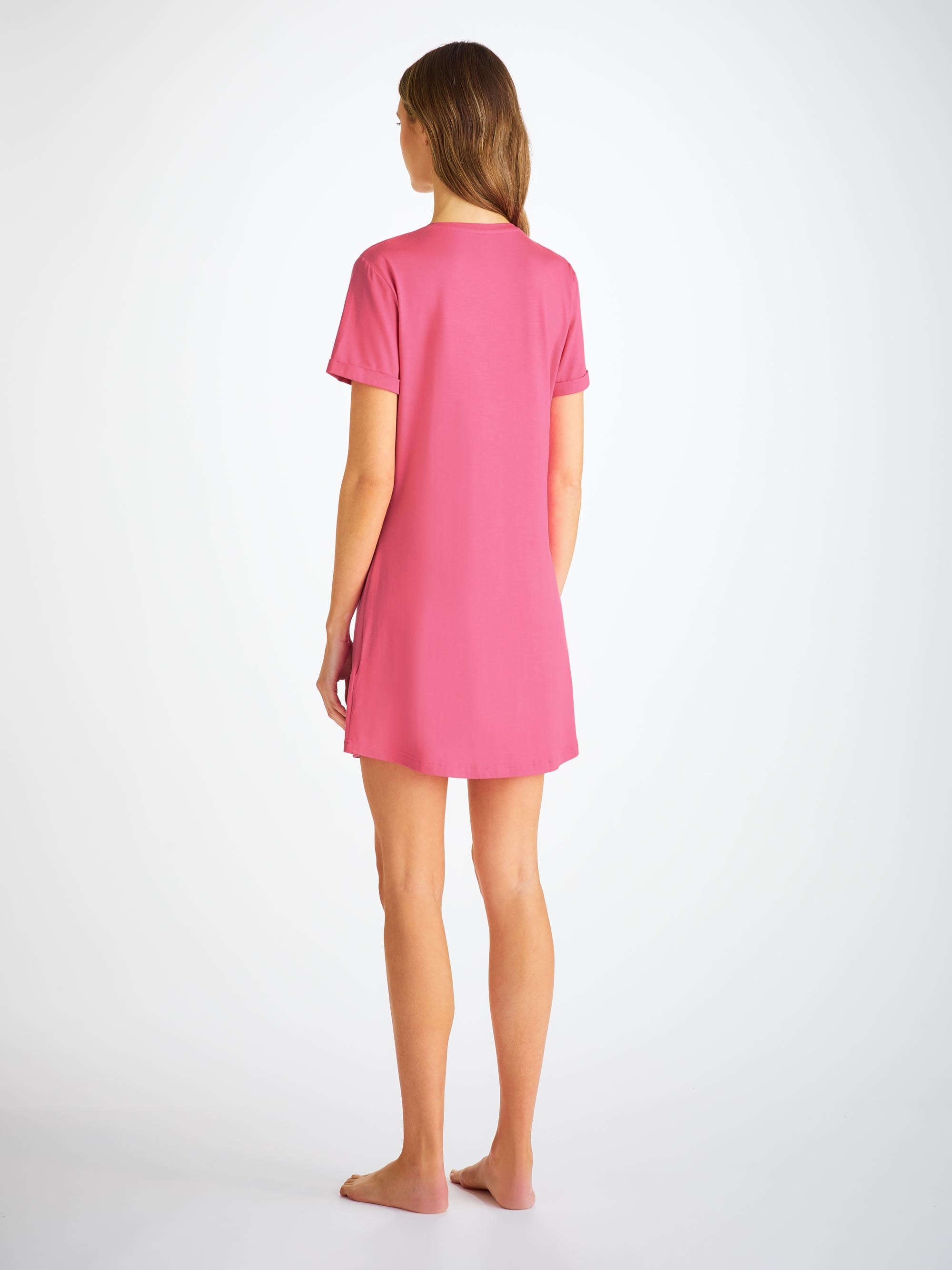 Women's V-Neck Sleep T-Shirt Lara Micro Modal Stretch Flamingo Pink