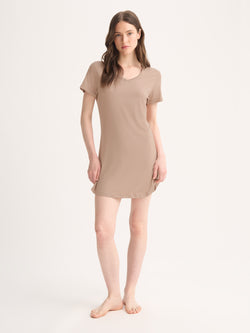 Women's V-Neck Sleep T-Shirt Lara Micro Modal Stretch Almond Blush