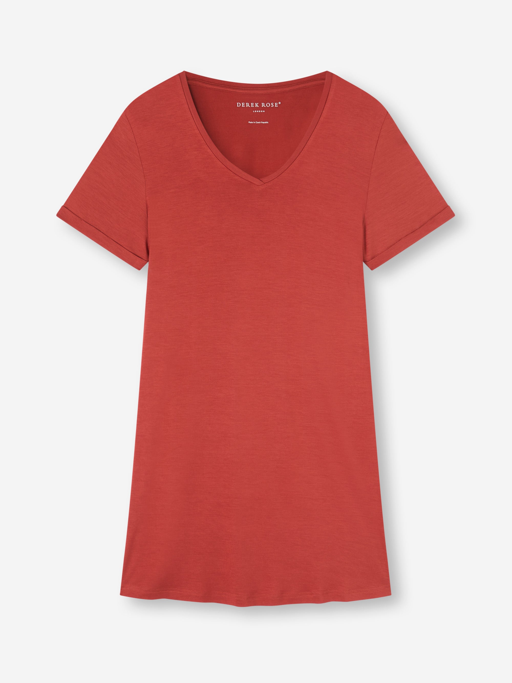 Women's V-Neck Sleep T-Shirt Lara Micro Modal Stretch Rose Red