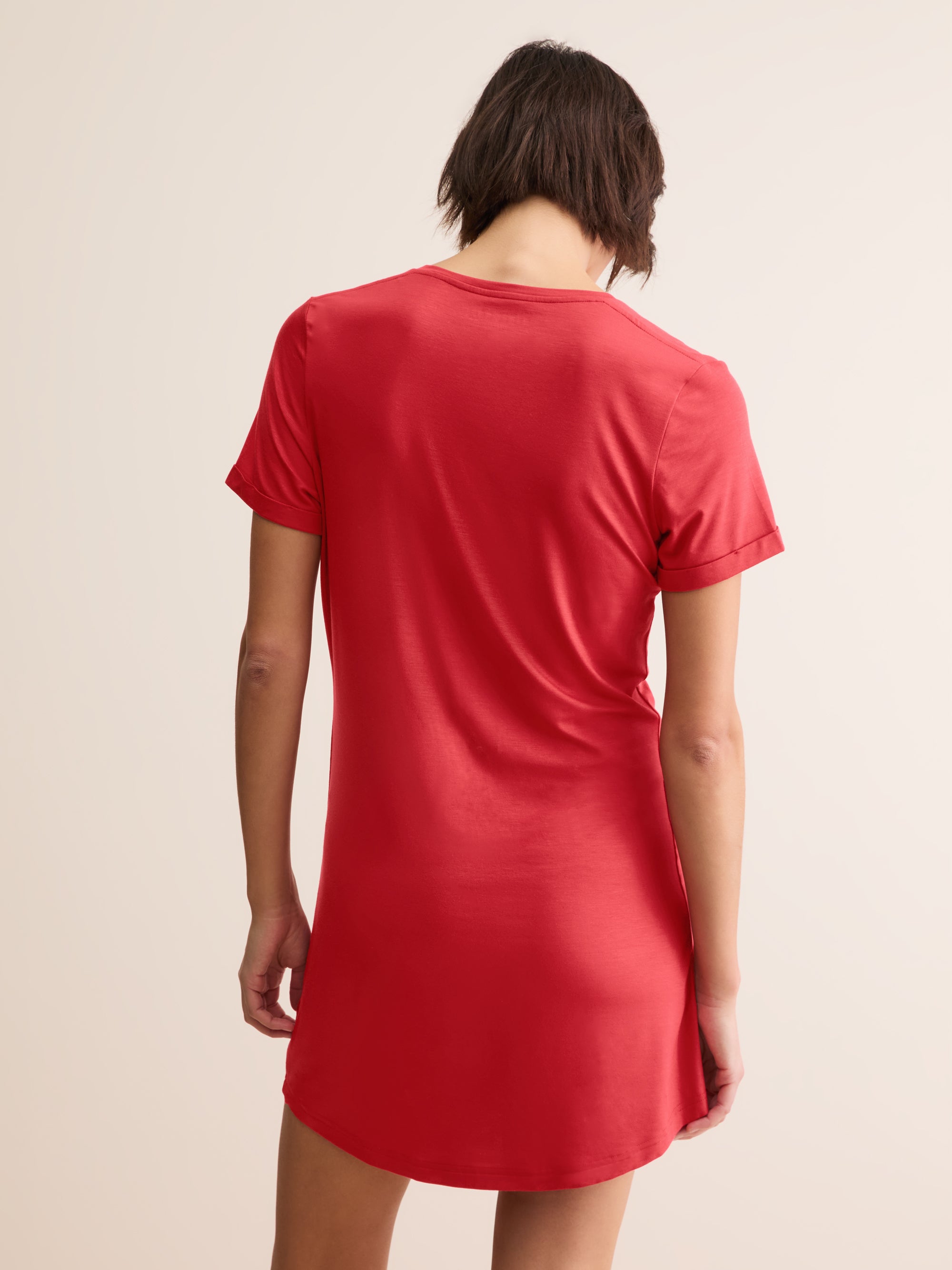 Women's V-Neck Sleep T-Shirt Lara Micro Modal Stretch Cherry Red