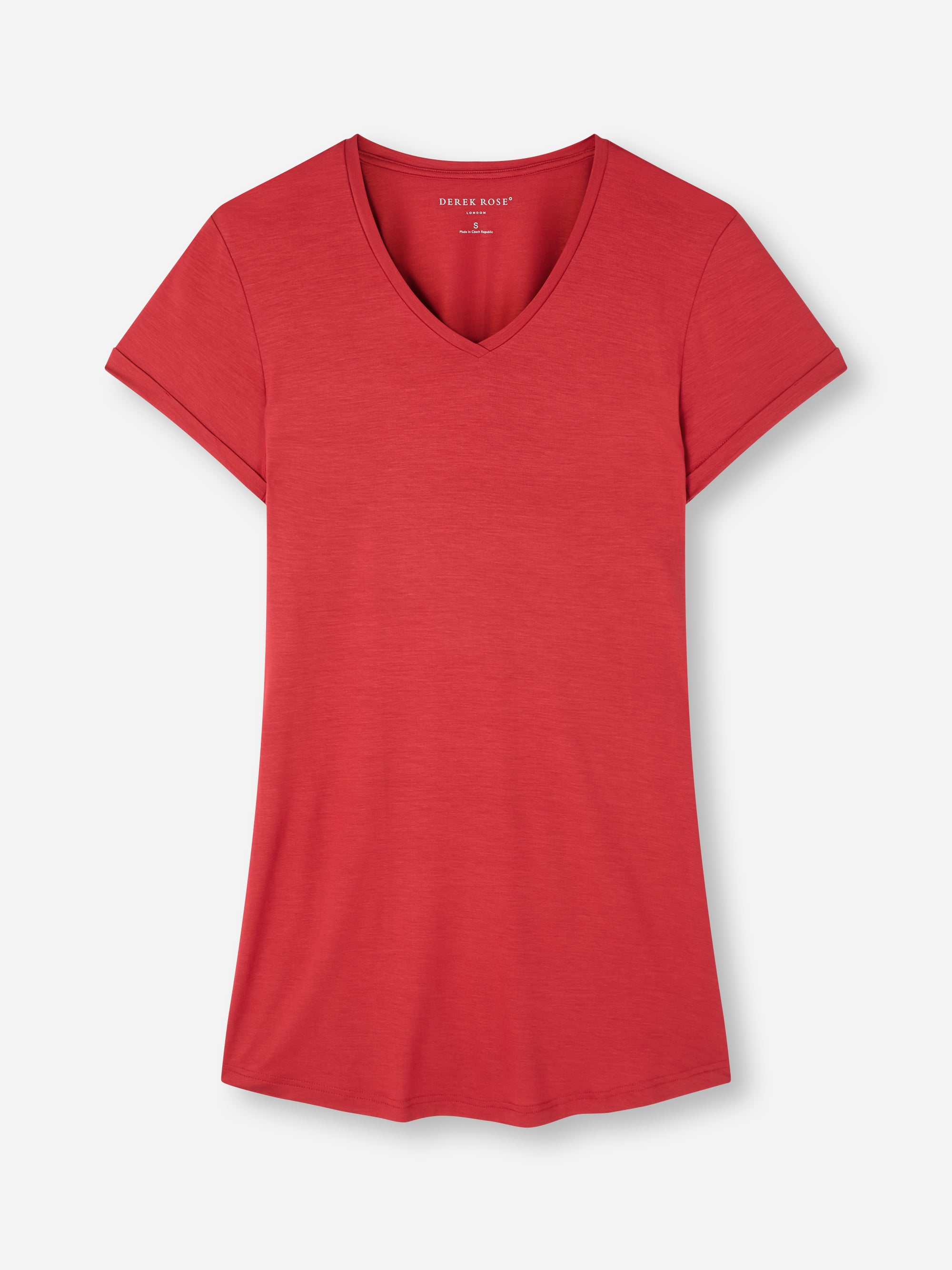 Women's V-Neck Sleep T-Shirt Lara Micro Modal Stretch Cherry Red