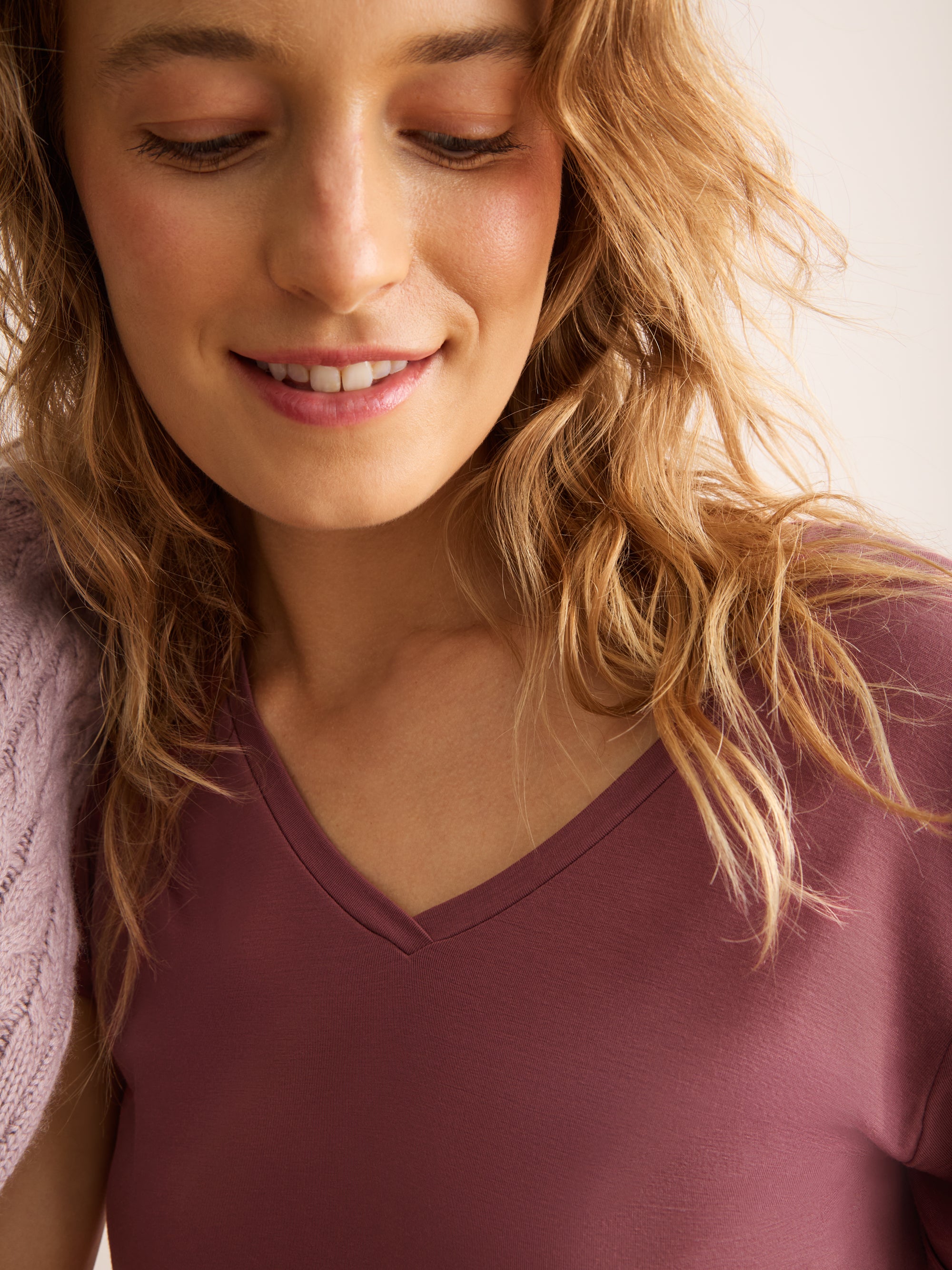 Lara Micro Modal V-Neck Nightdress Dusty Rose