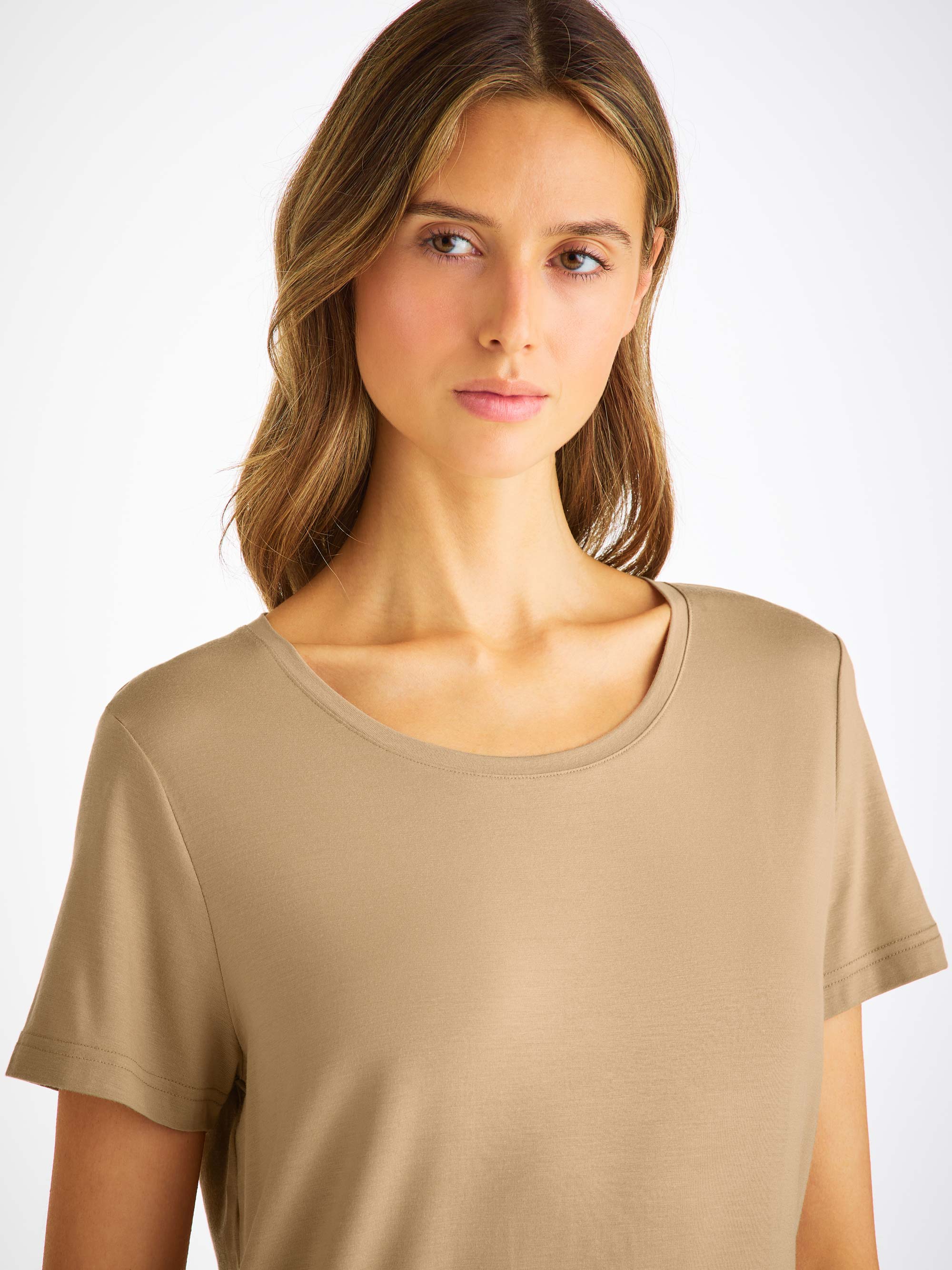 Women's T-Shirt Lara Micro Modal Stretch Camel