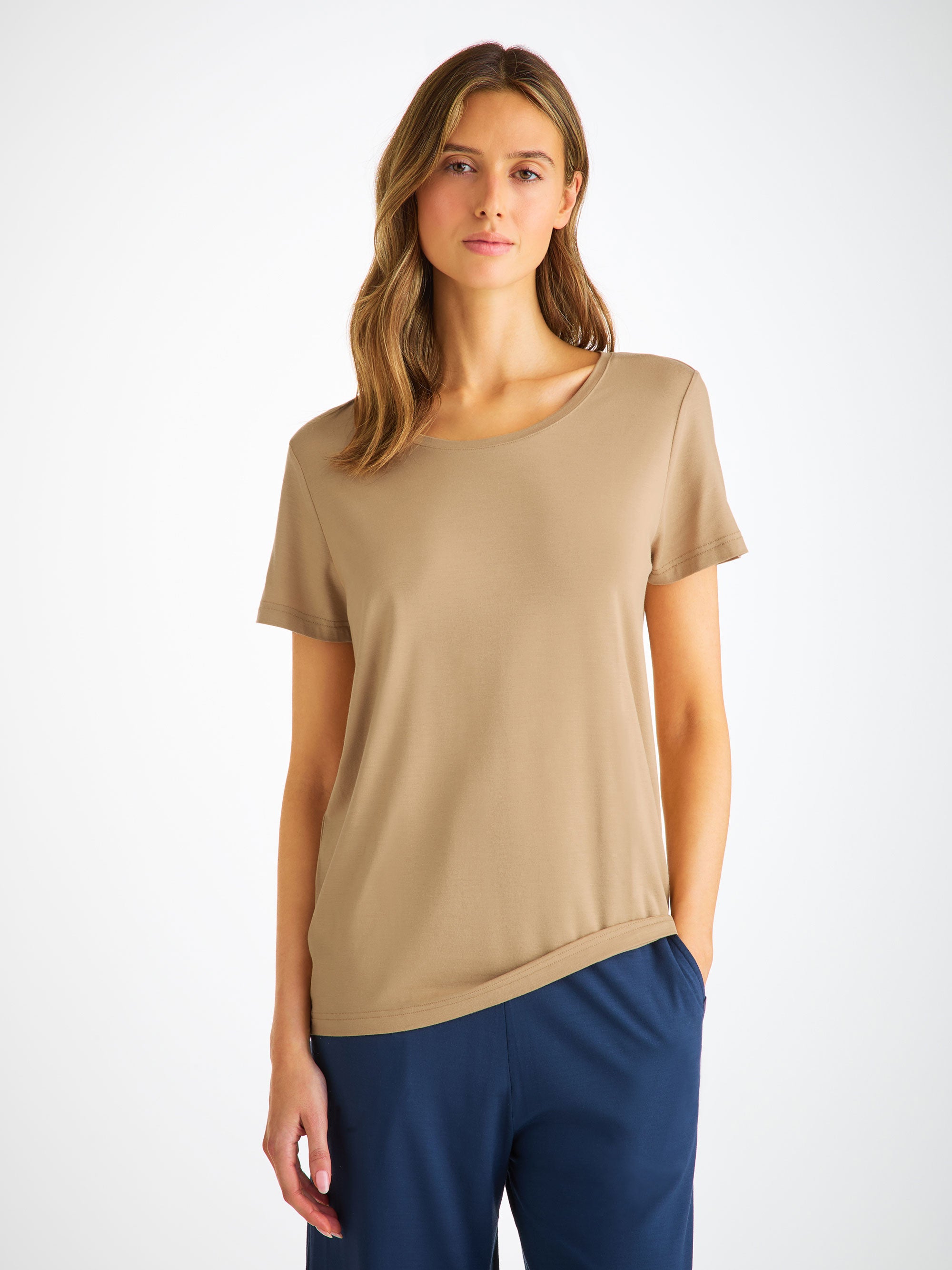 Women's T-Shirt Lara Micro Modal Stretch Camel
