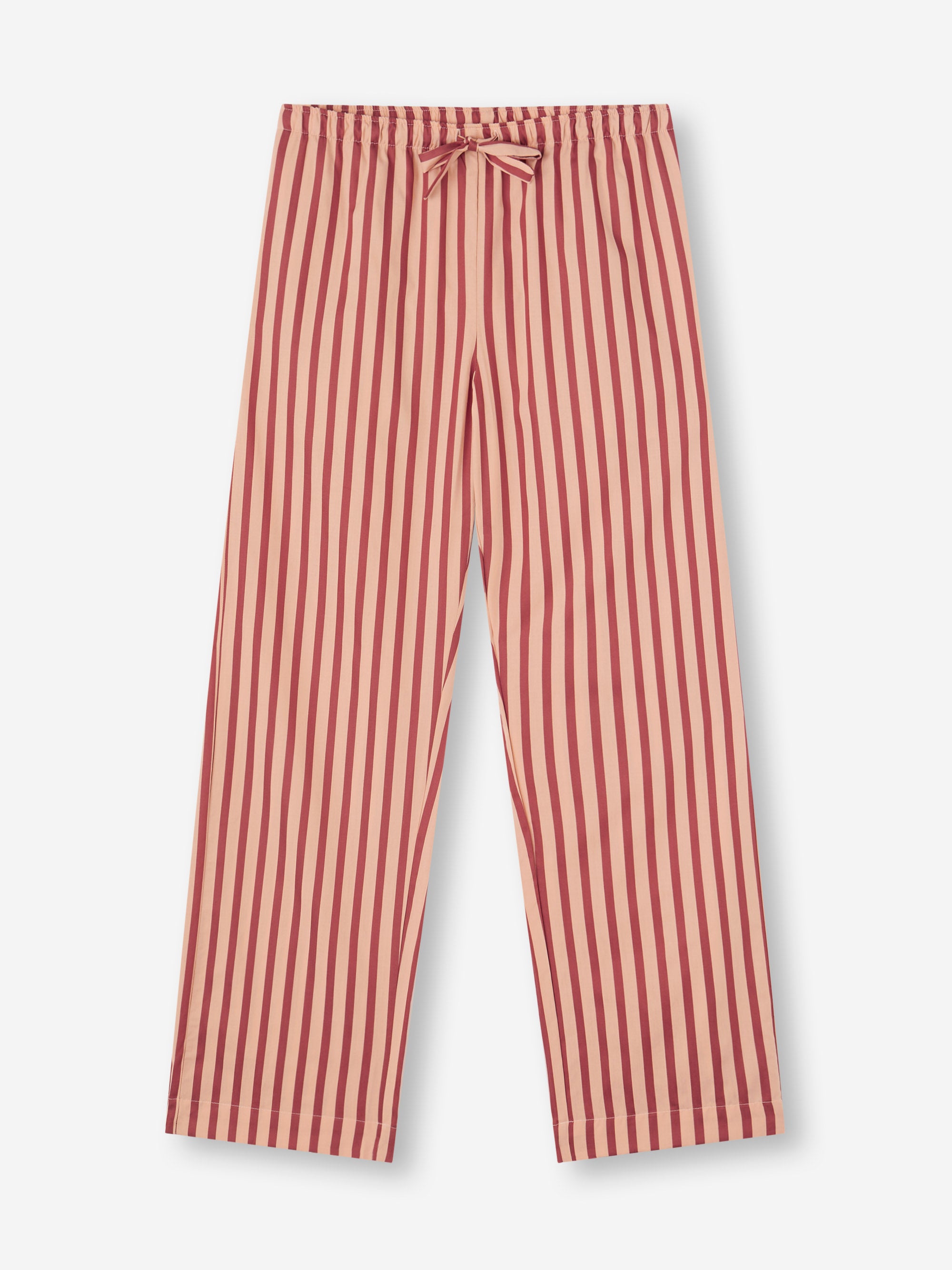 Women's Lounge Trousers Capri Cotton Batiste Red & Peach Stripe