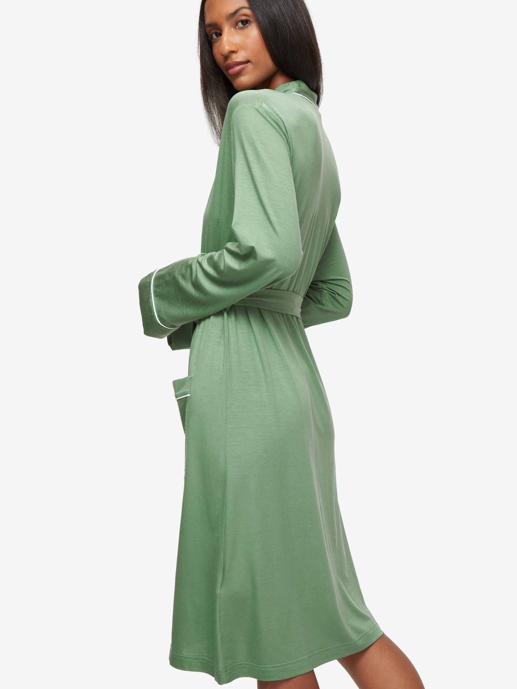 Women's Dressing Gown Lara Micro Modal Stretch Sage Green