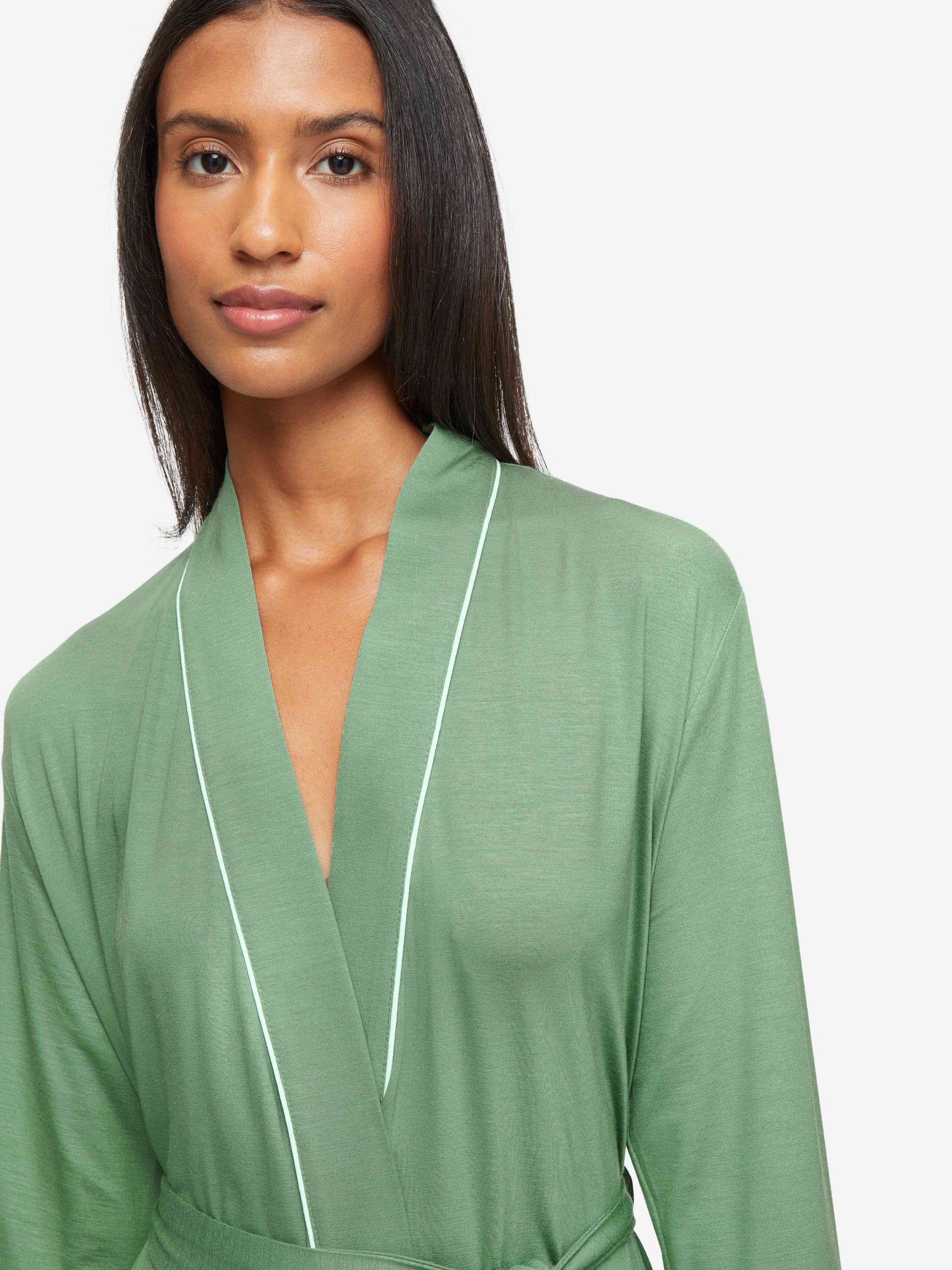 Women's Dressing Gown Lara Micro Modal Stretch Sage Green