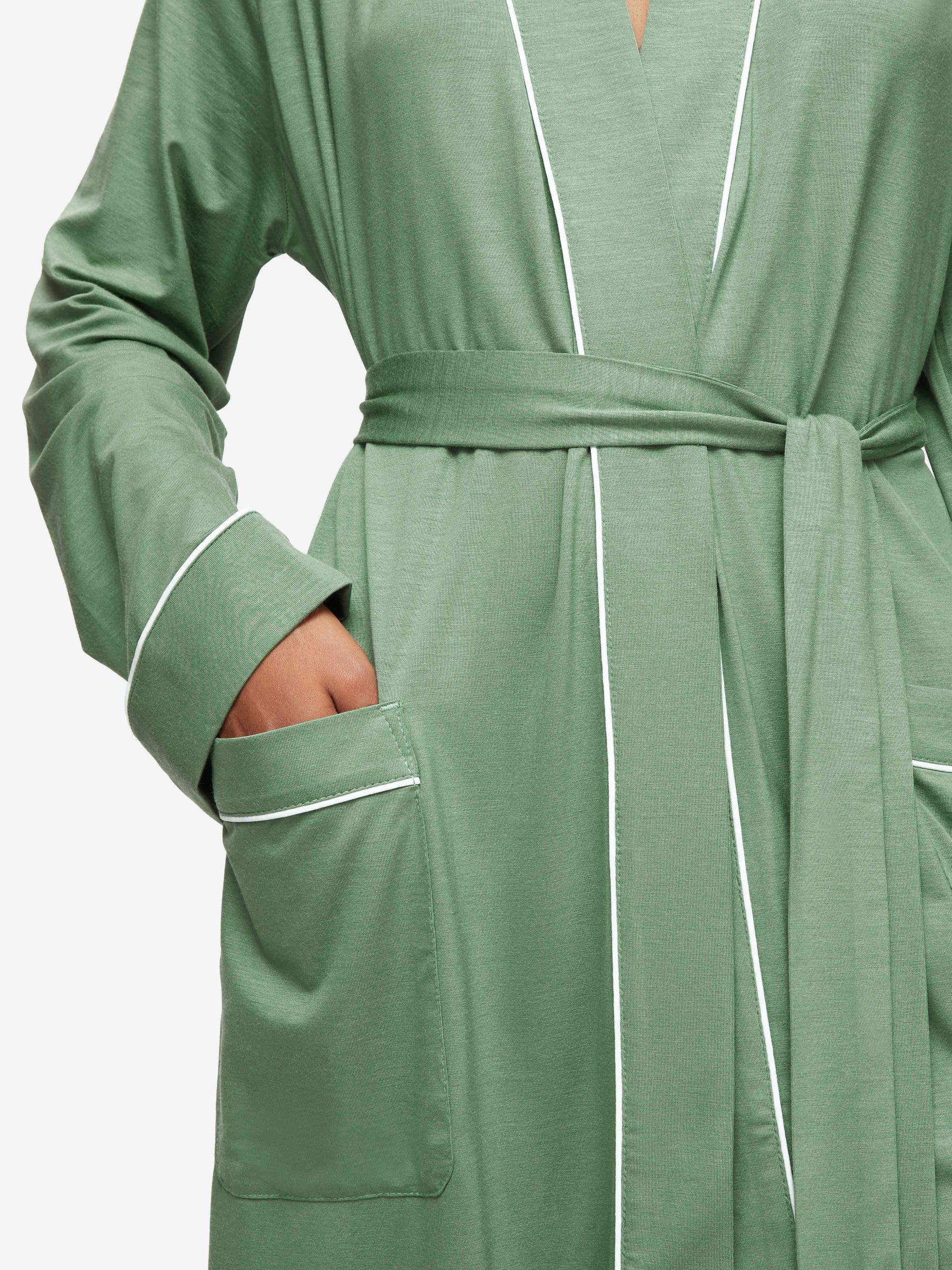 Women's Dressing Gown Lara Micro Modal Stretch Sage Green