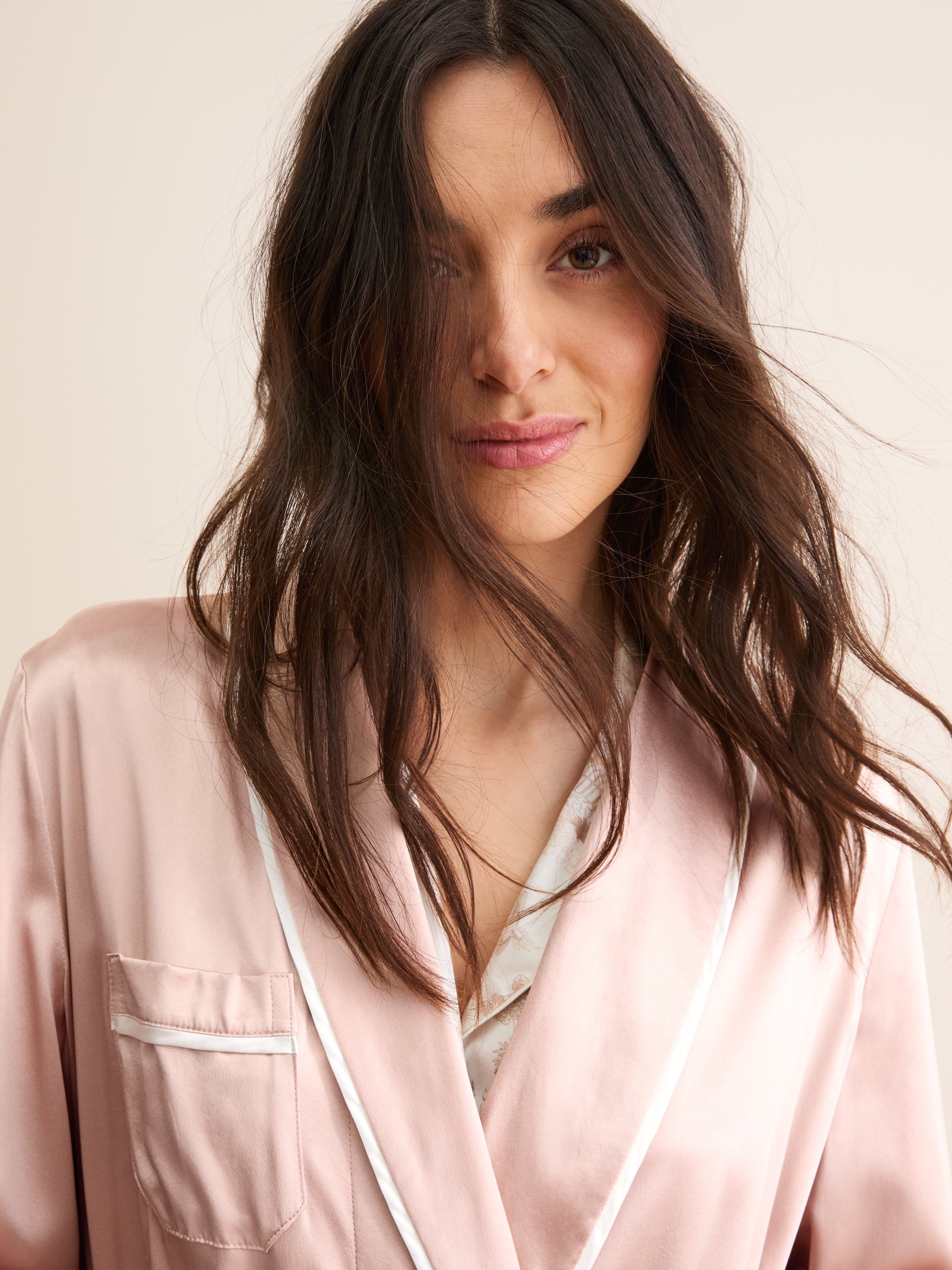 Women's Silk Dressing Gown Bailey Champagne Pink