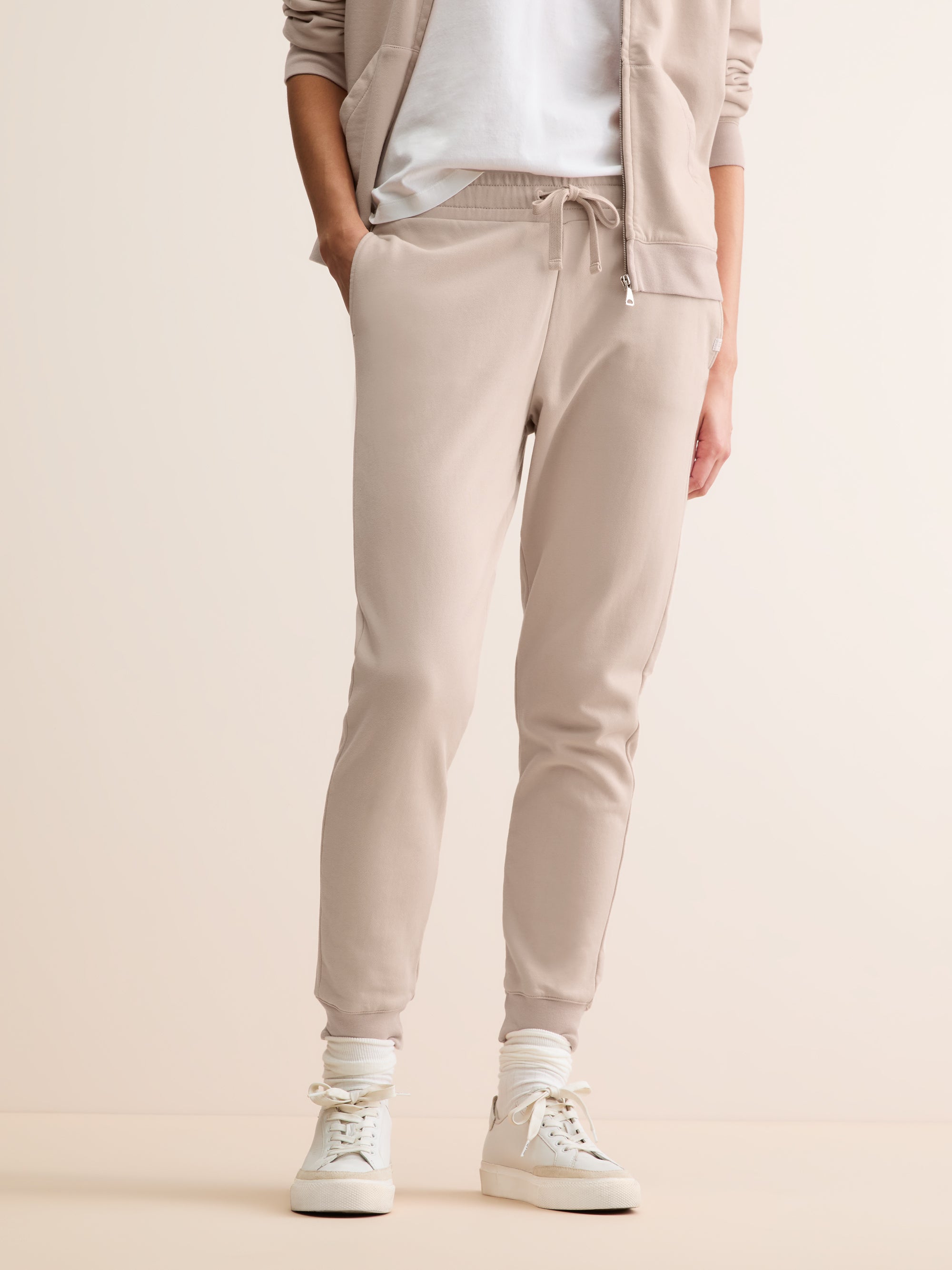 Women's Cuffed Sweatpants Quinn Cotton Modal Beige Pink