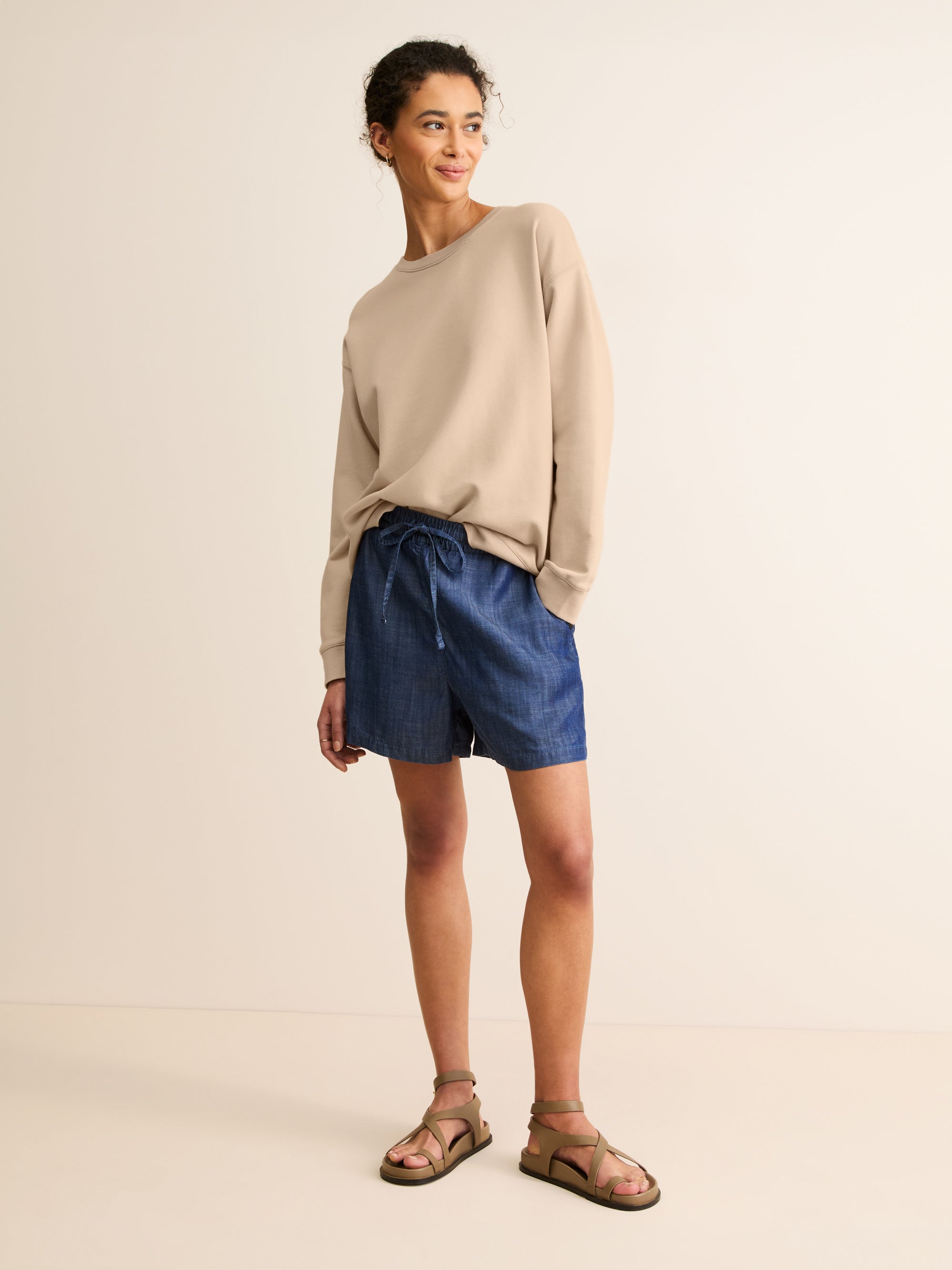 Women's Sweatshirt Quinn Cotton Modal Beige Pink