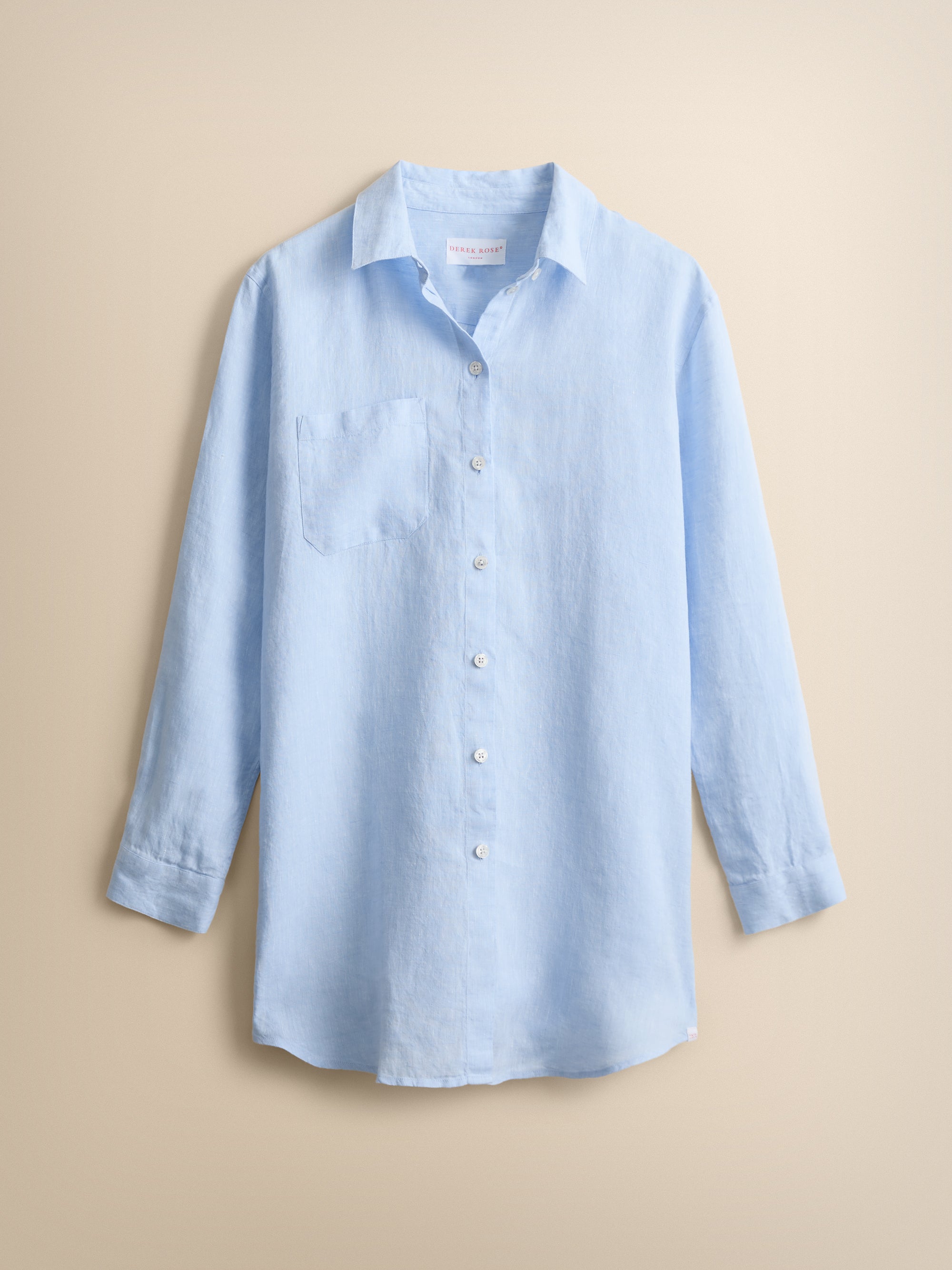 Sicily Linen Longline Shirt Sky Blue