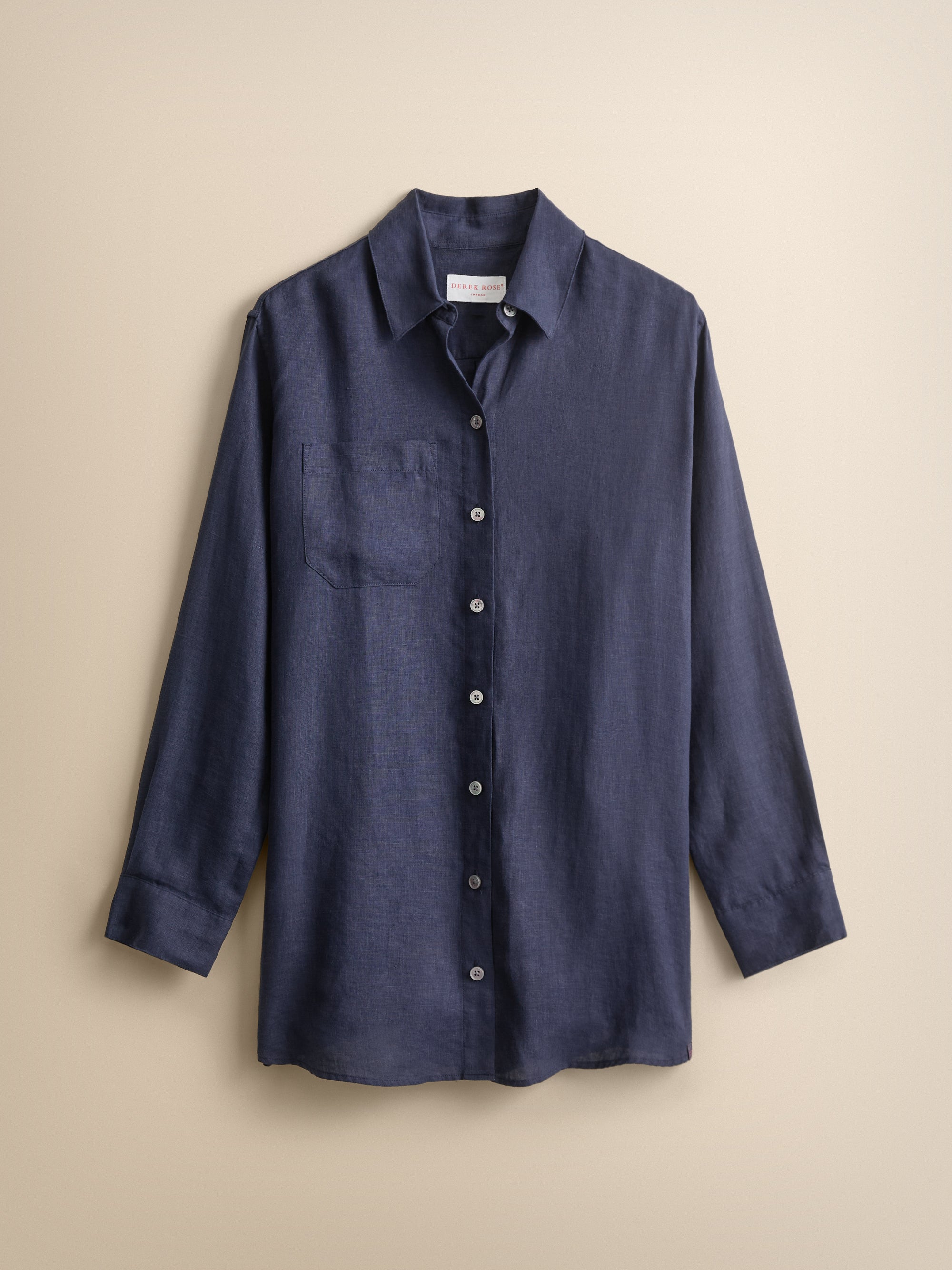 Sicily Linen Longline Shirt Navy Blue