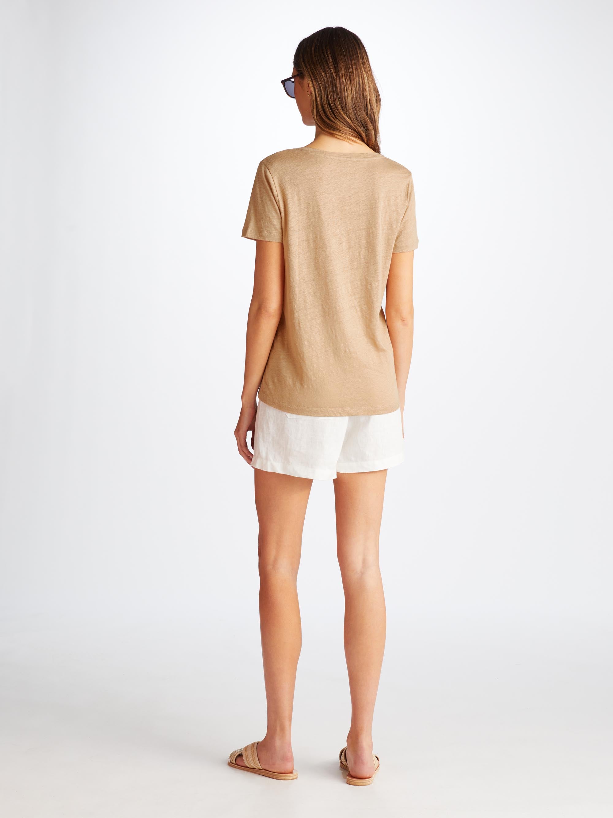 Jordan Linen V-Neck T-Shirt Sand
