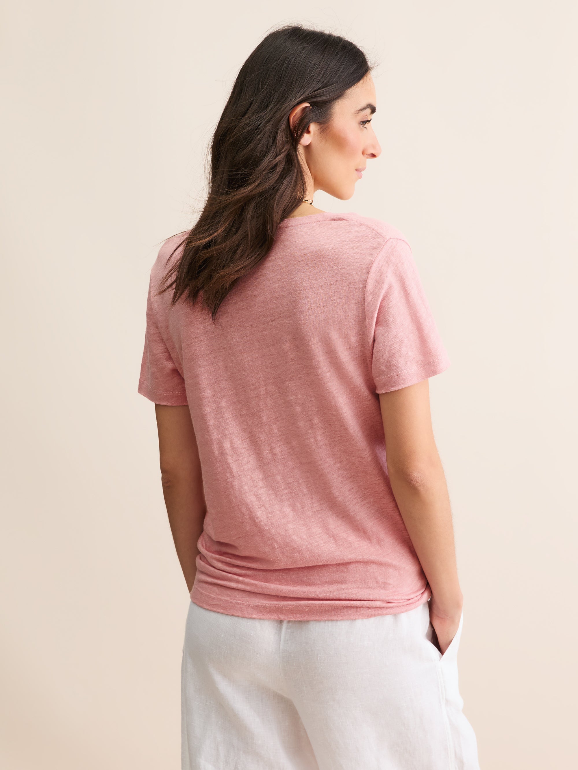 Women's V-Neck T-Shirt Jordan Linen Pink