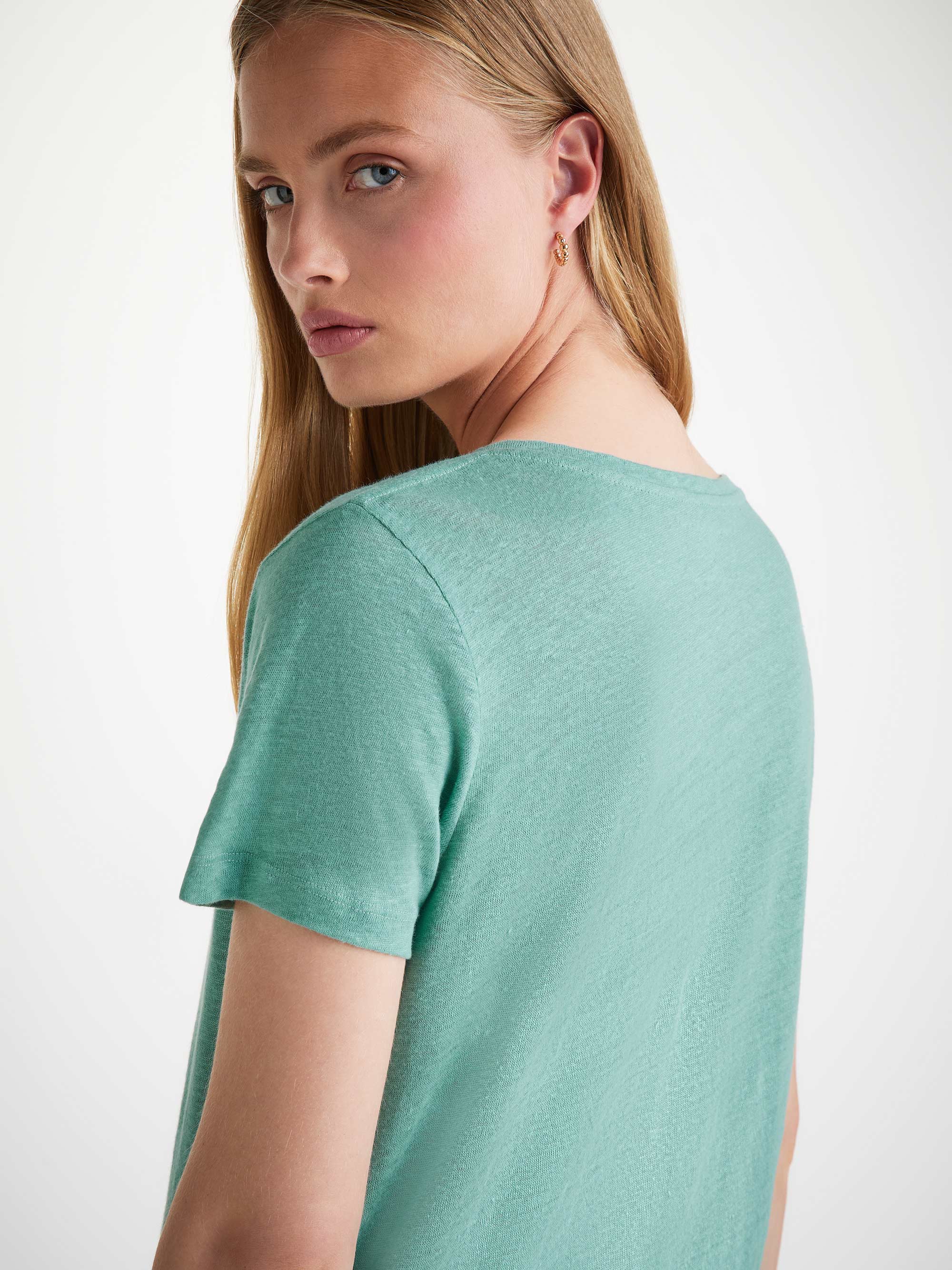 Jordan Linen V-Neck T-Shirt Soft Aqua