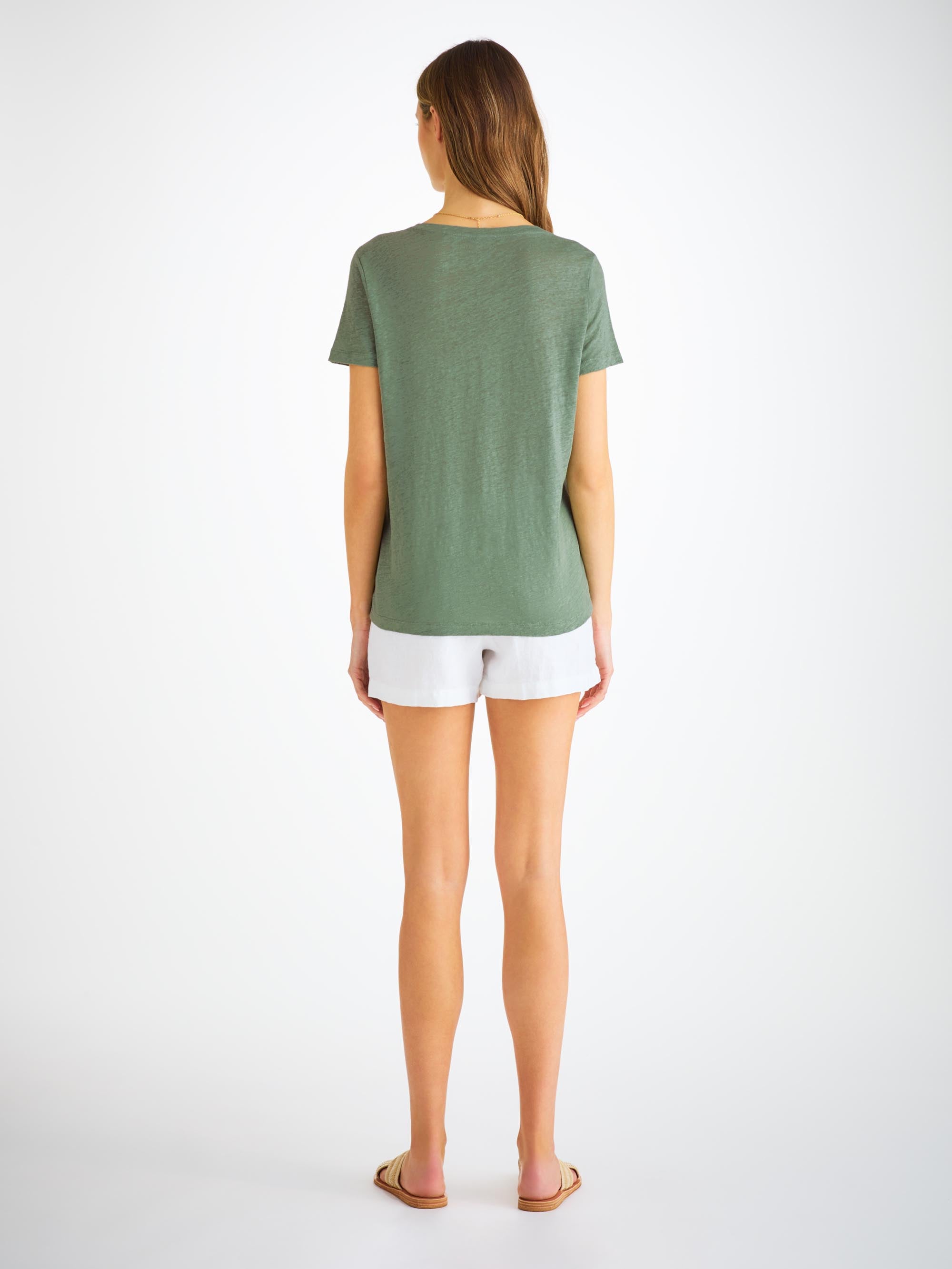 Women's V-Neck T-Shirt Jordan Linen Sage Green
