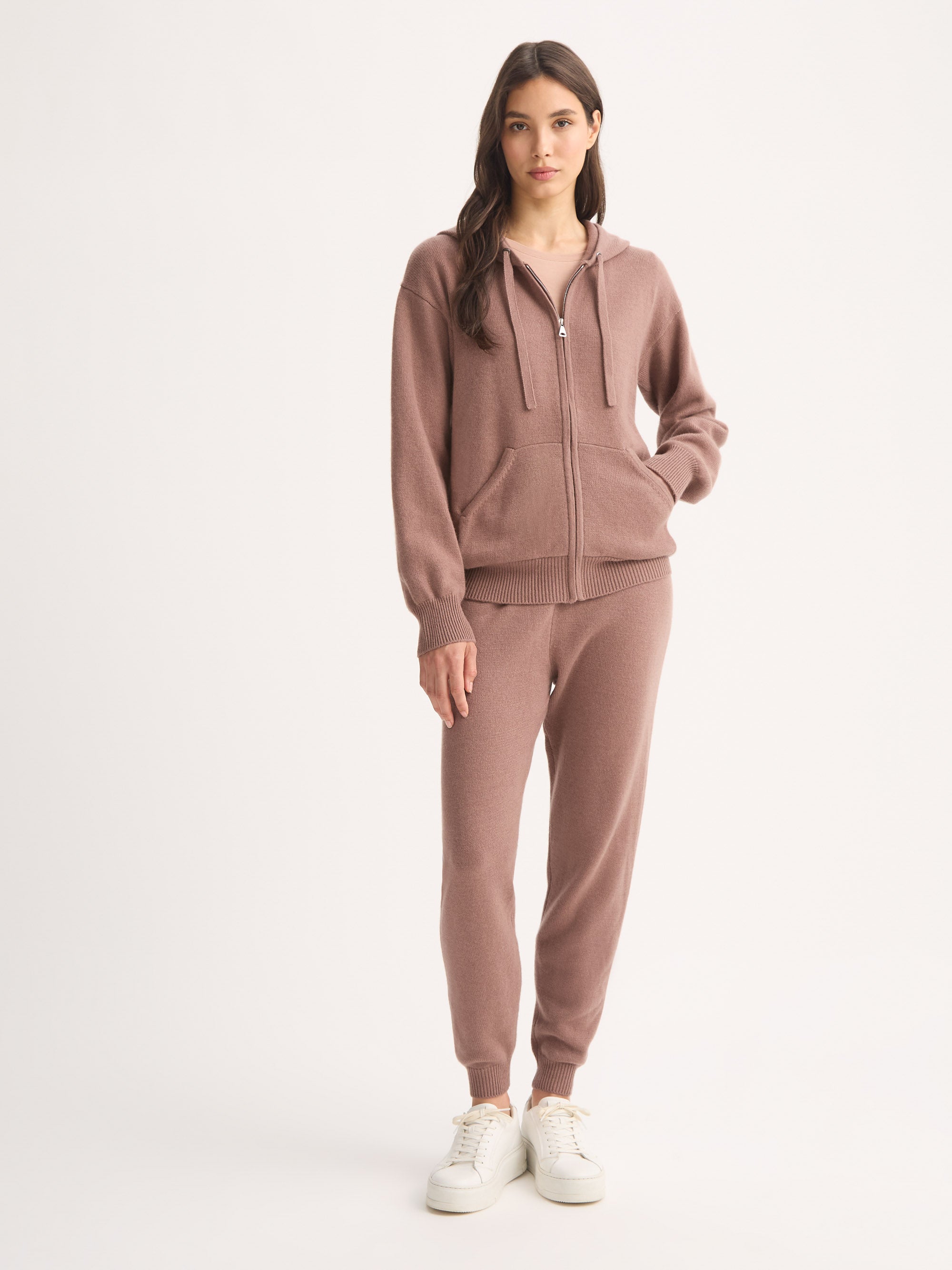Women's Zip Up Hoodie Daphne Cashmere Rosewood