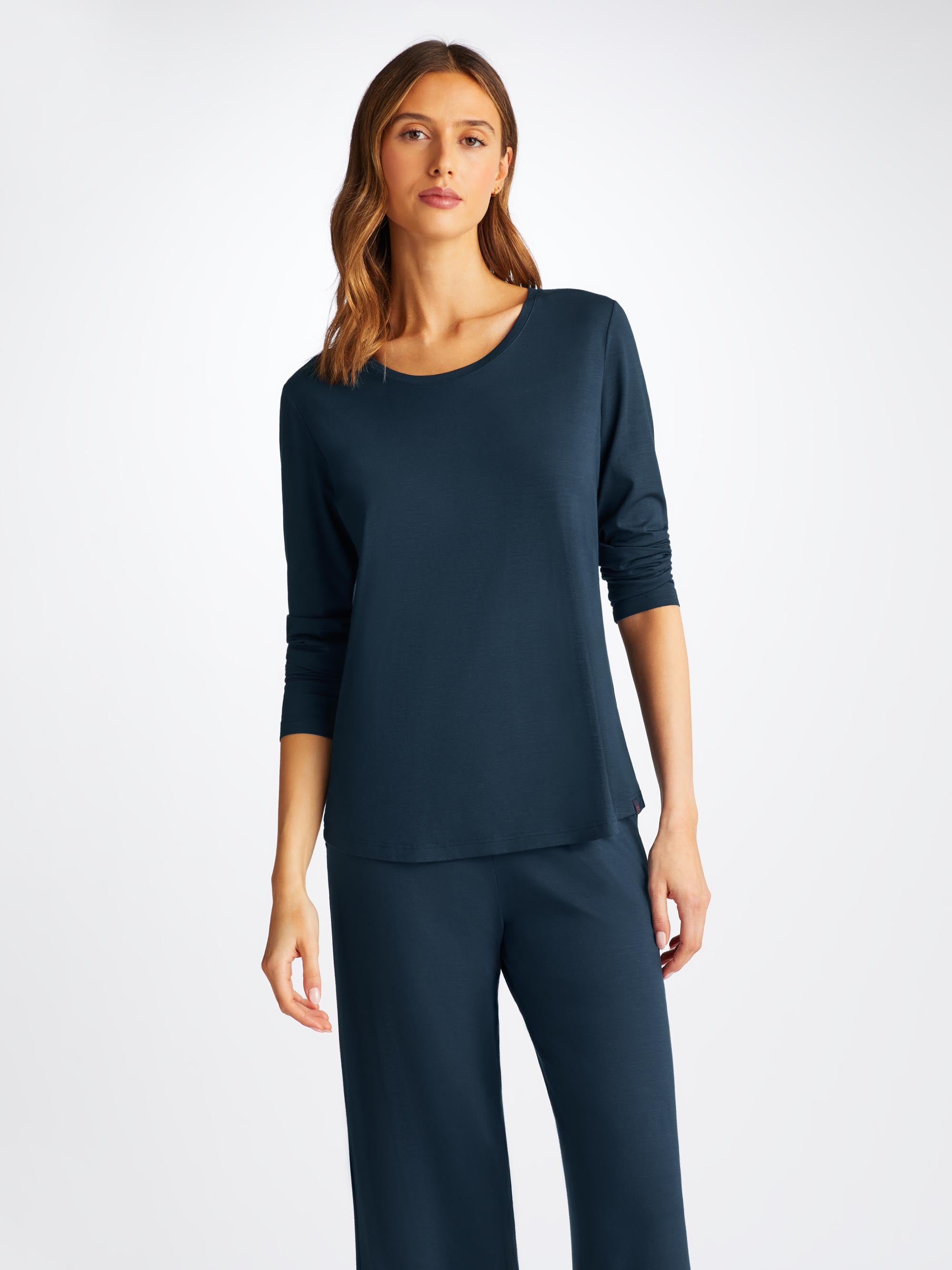 Women's Long Sleeve T-Shirt Lara Micro Modal Stretch Navy