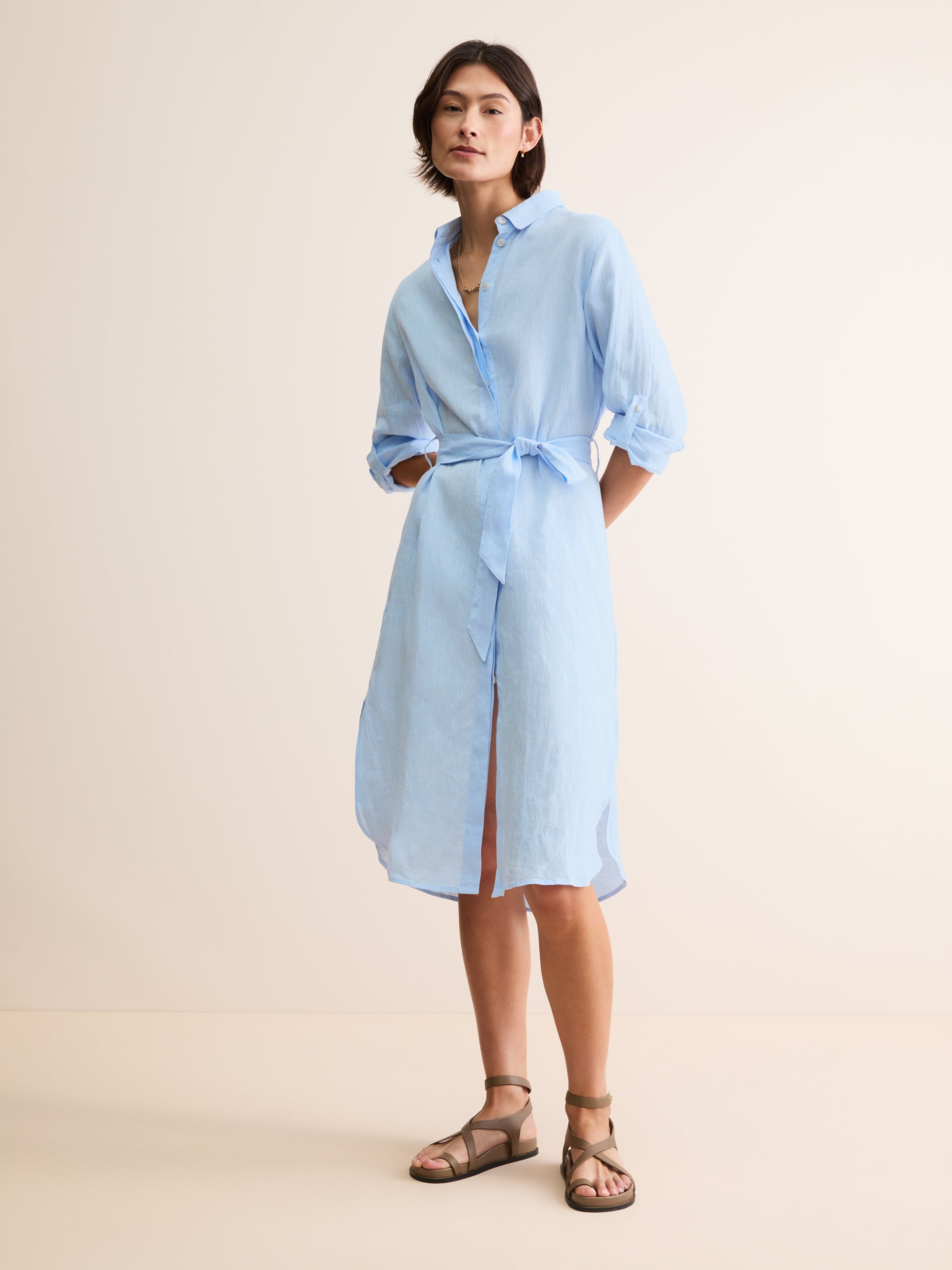 Women's Dress Sicily Linen Light Blue