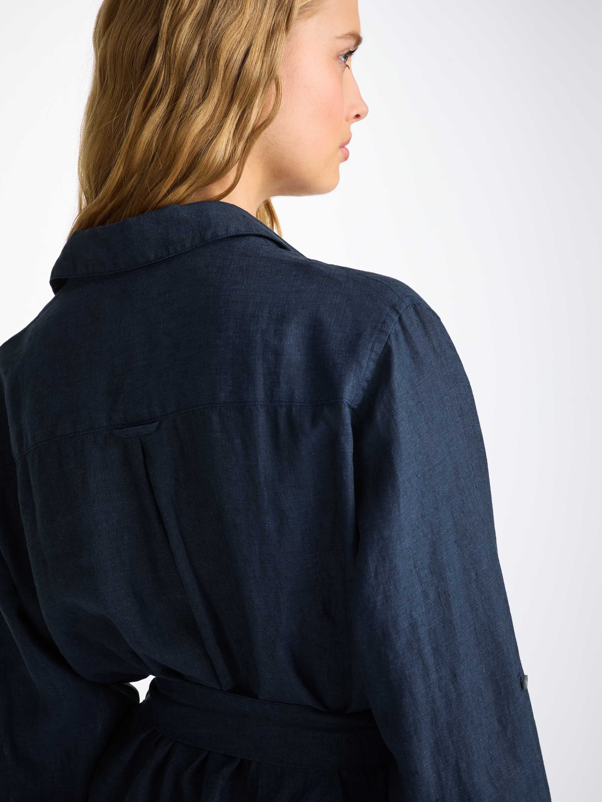 Women's Dress Sicily Linen Navy
