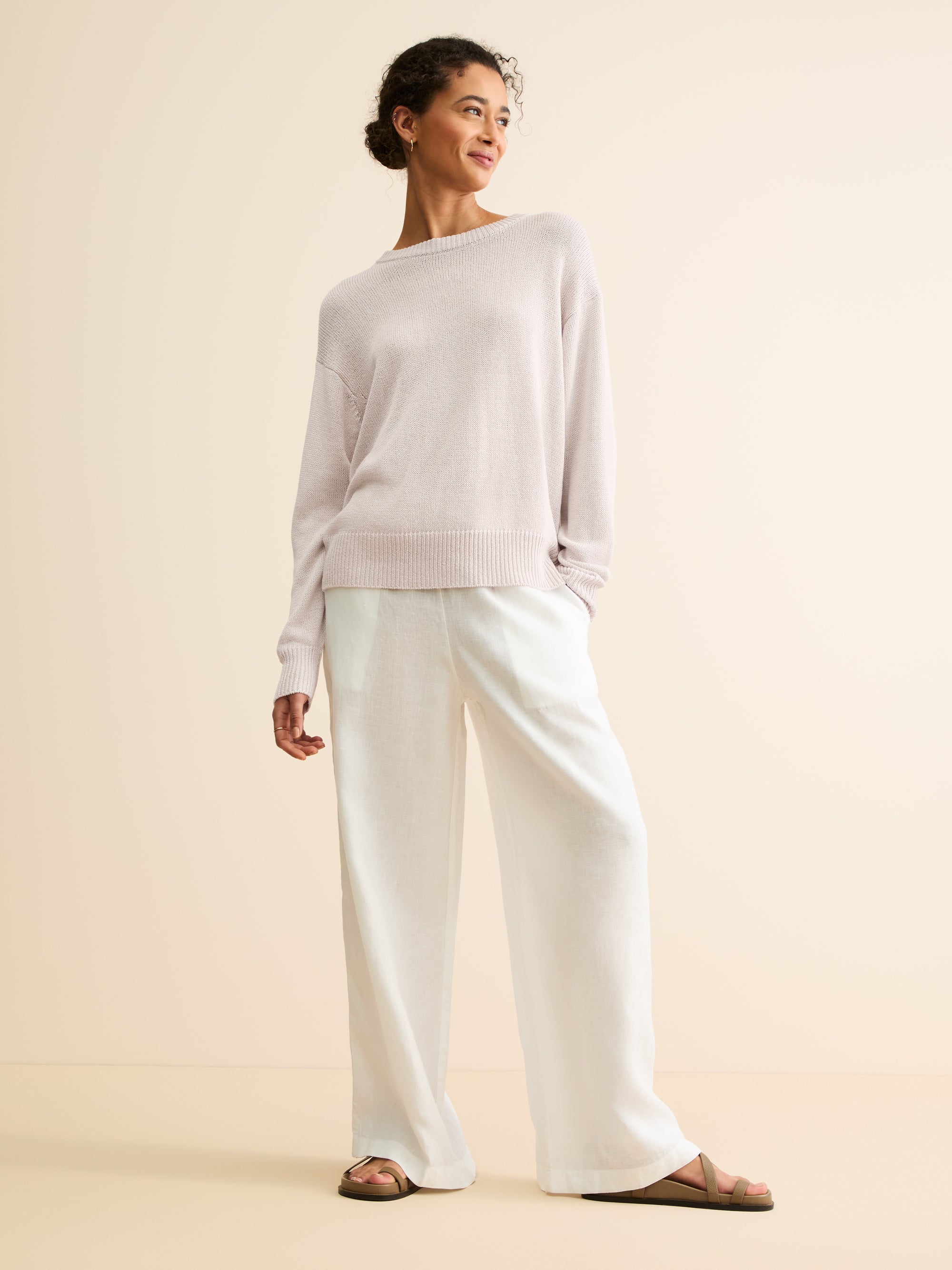 Women's Sweater Delphine Silk Linen Silver Pink