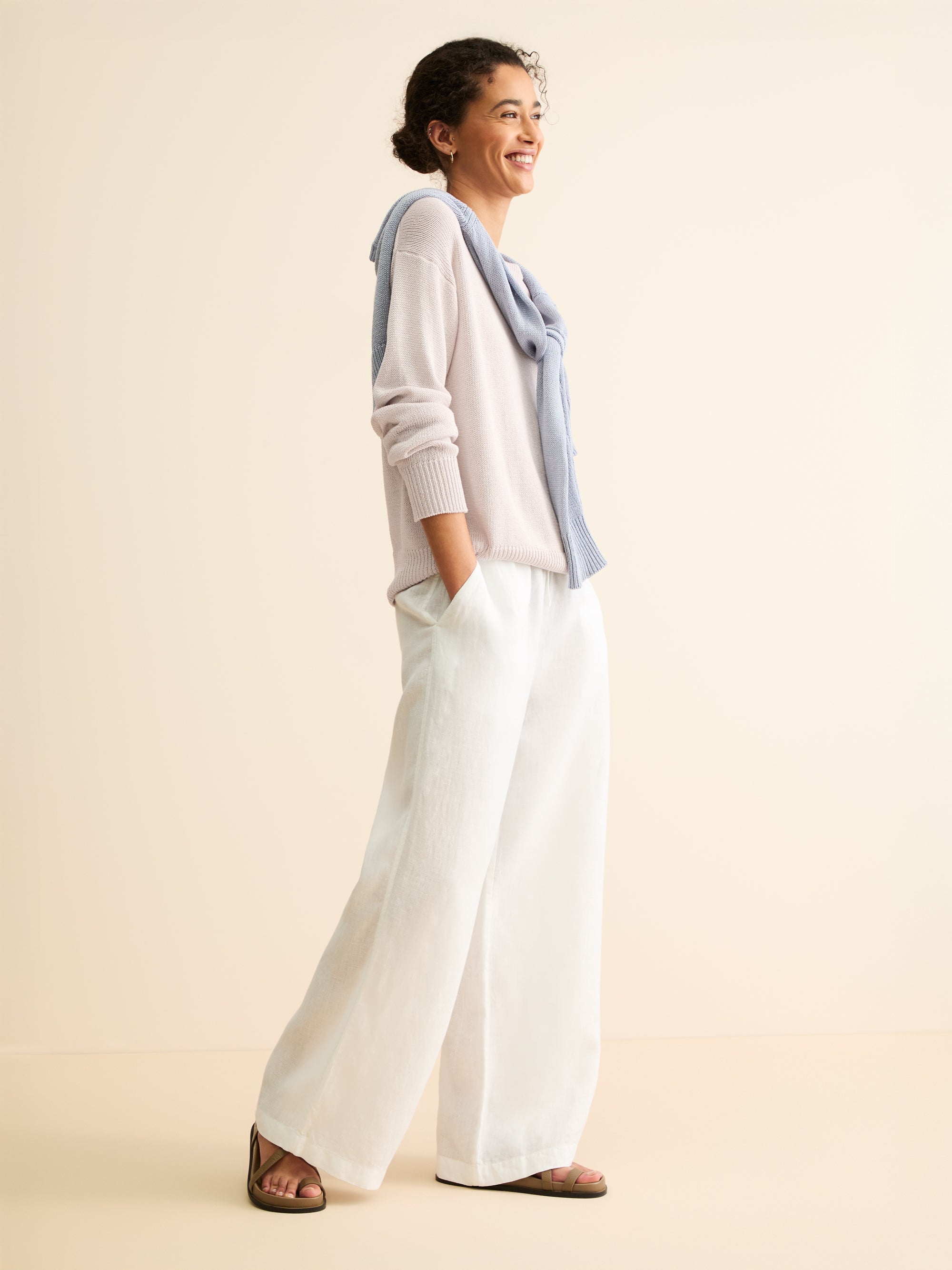 Women's Sweater Delphine Silk Linen Silver Pink